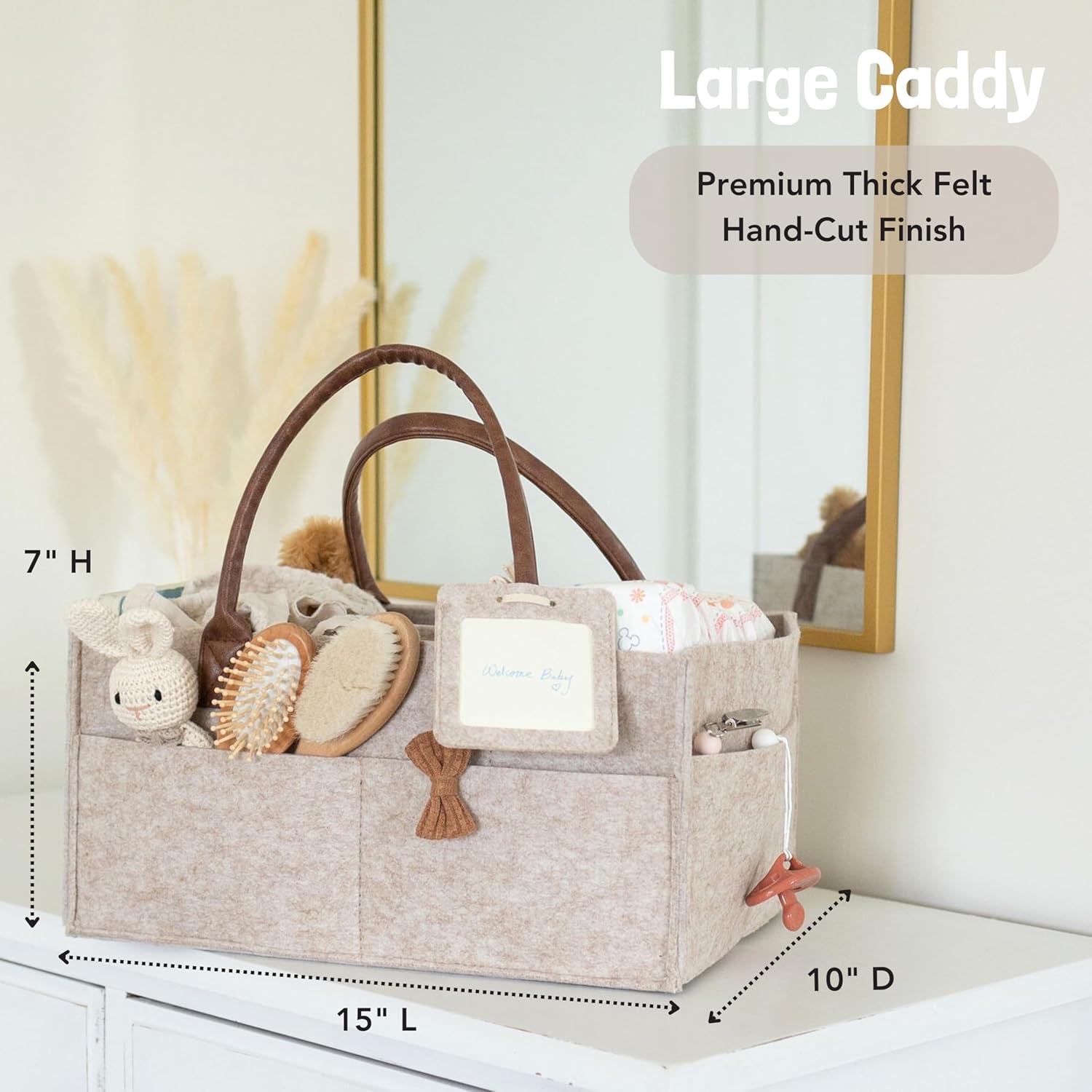 Lily Miles Baby Diaper Caddy Organizer - Neutral Large Sand