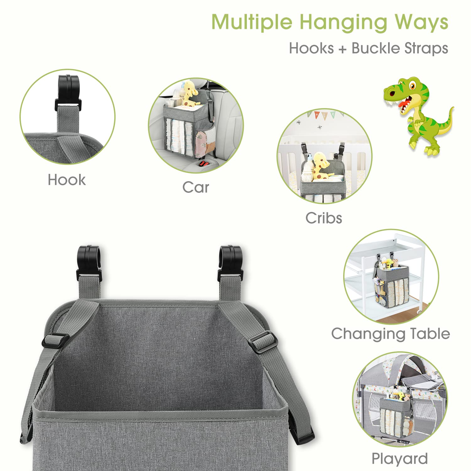 Maliton Diaper Stacker Organizer - Holds 52 Diapers 185 x 105 x 8 Gray