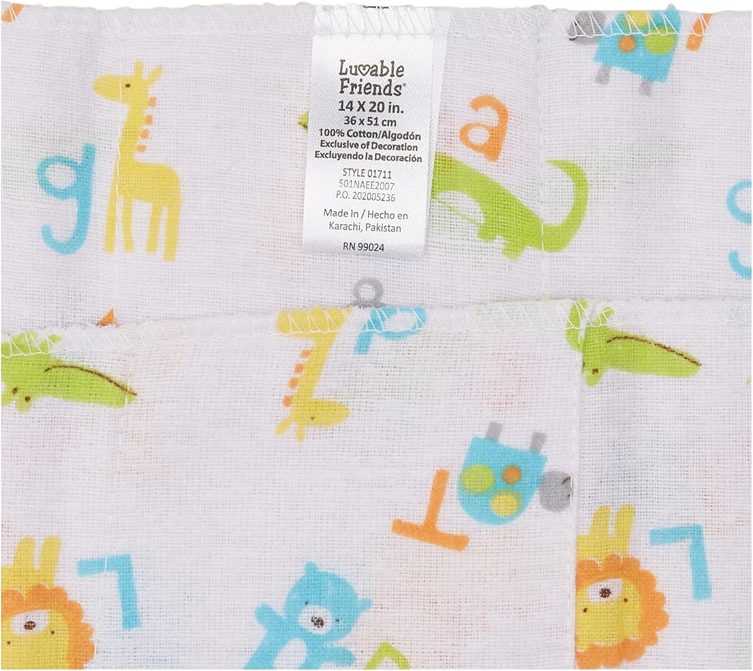 Luvable Friends 4-Pack Cotton Flannel Burp Cloths One Size