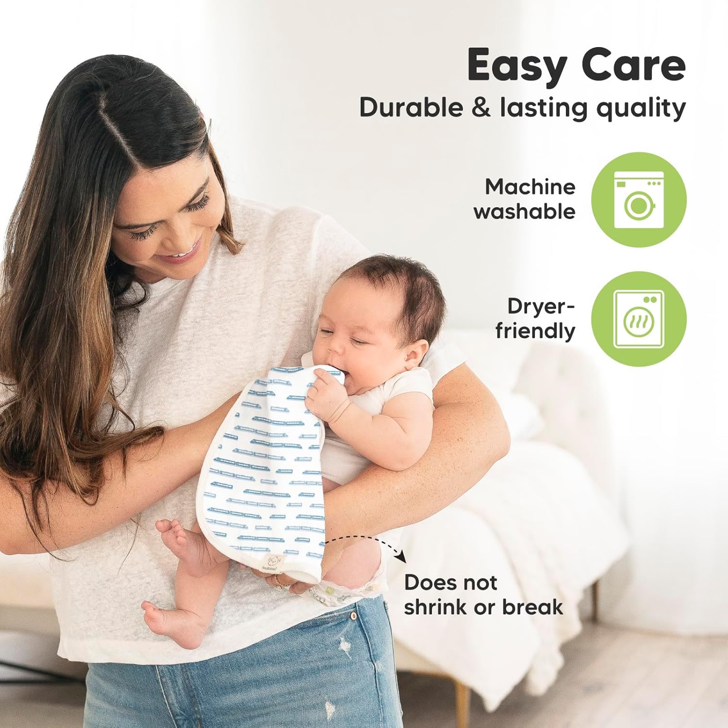 KeaBabies 5-Pack Muslin Burp Cloths - Absorbent Soft