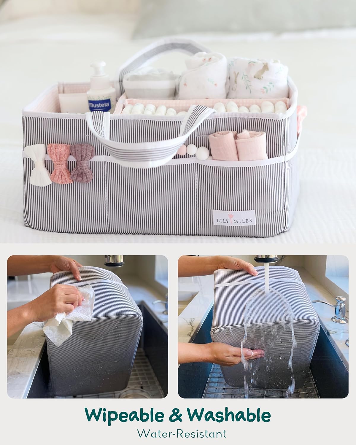 Lily Miles Pink Blush Diaper Caddy Organizer