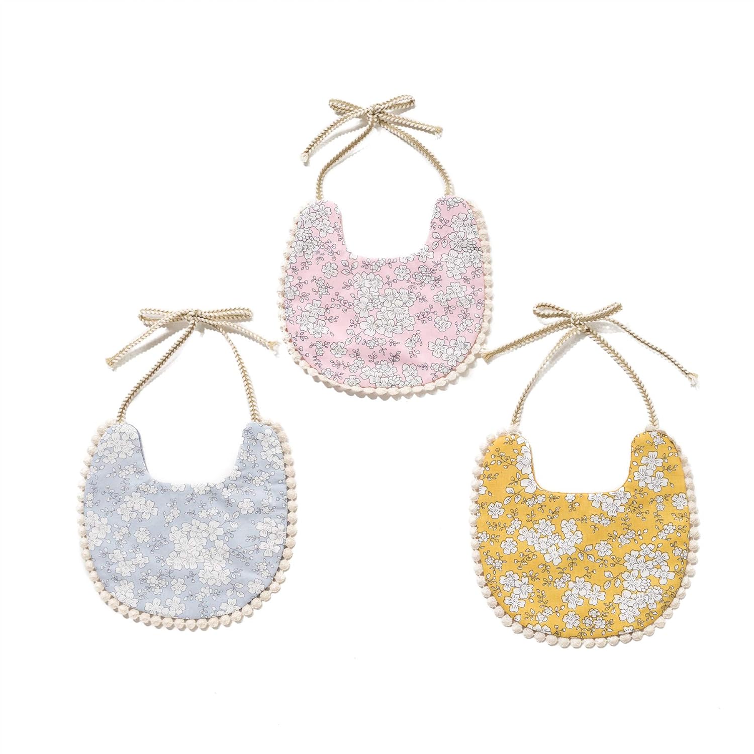 GZMM Reversible Baby Bib for Girls 3 Pack 0-12 Months