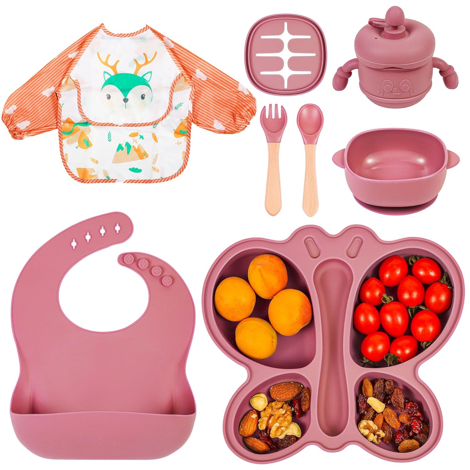 MIICASA Silicone Baby Feeding Set Pink 1