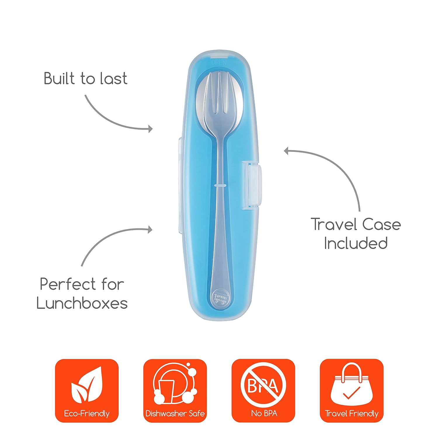 Innobaby Din Din Smart Stainless Steel Spoon and Fork with Carrying Case