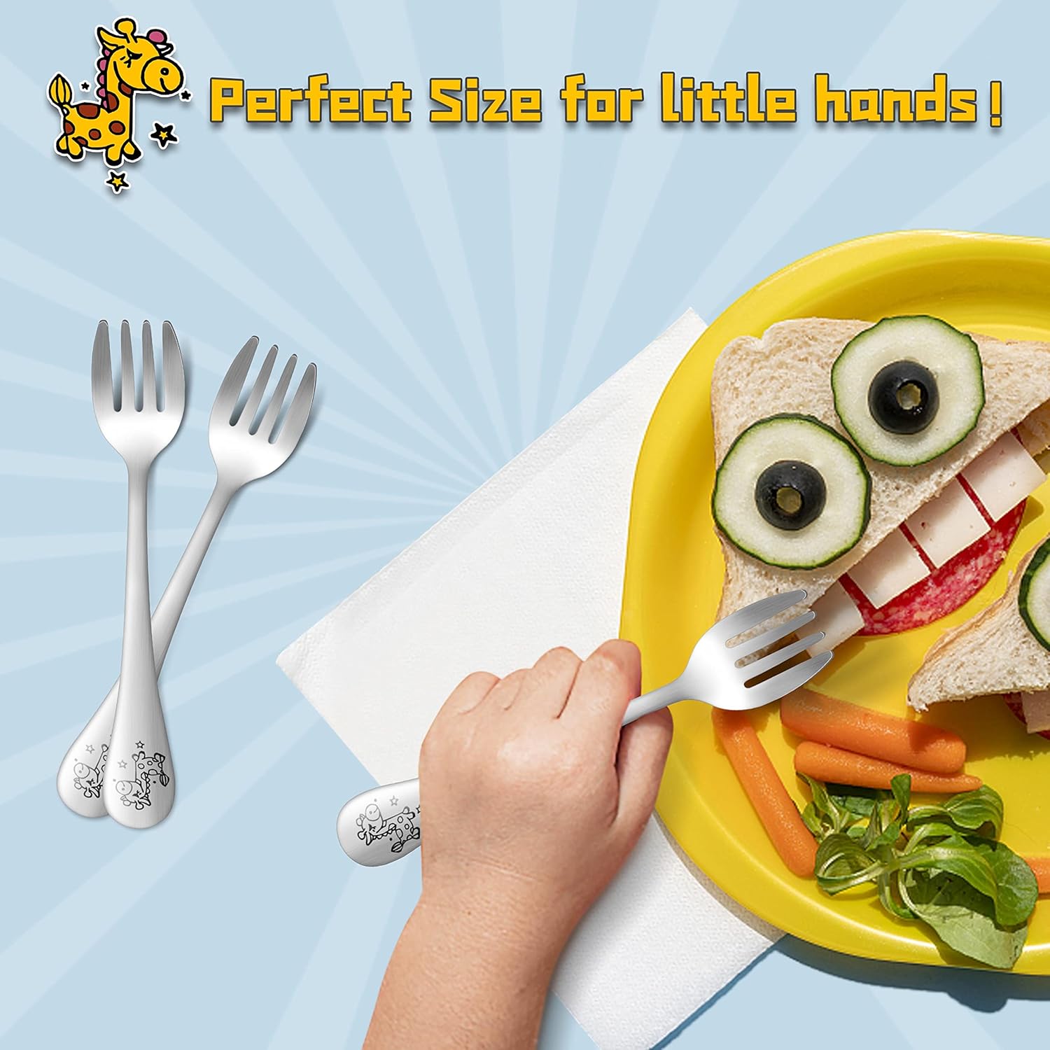 E-far 6-Piece Stainless Steel Toddler Forks Set