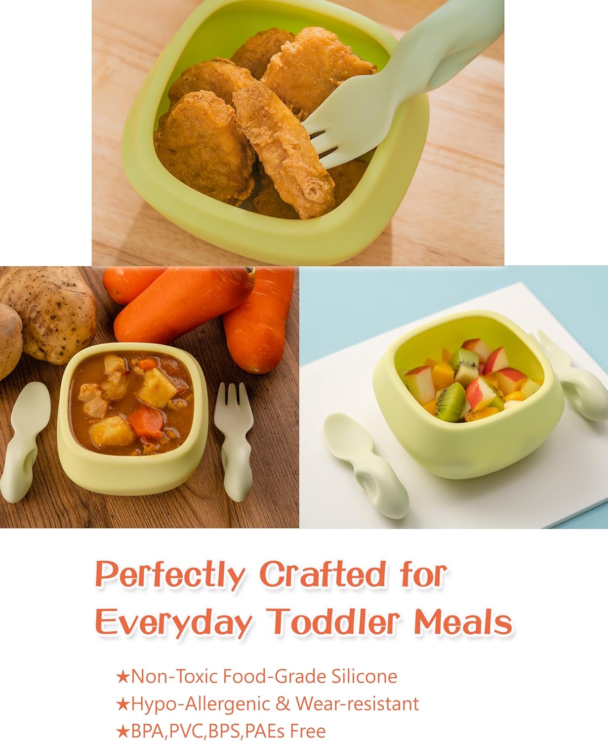 Tiny Genius Toddler Utensils Set with Bowl - Non-Slip BPA Free Ergonomic
