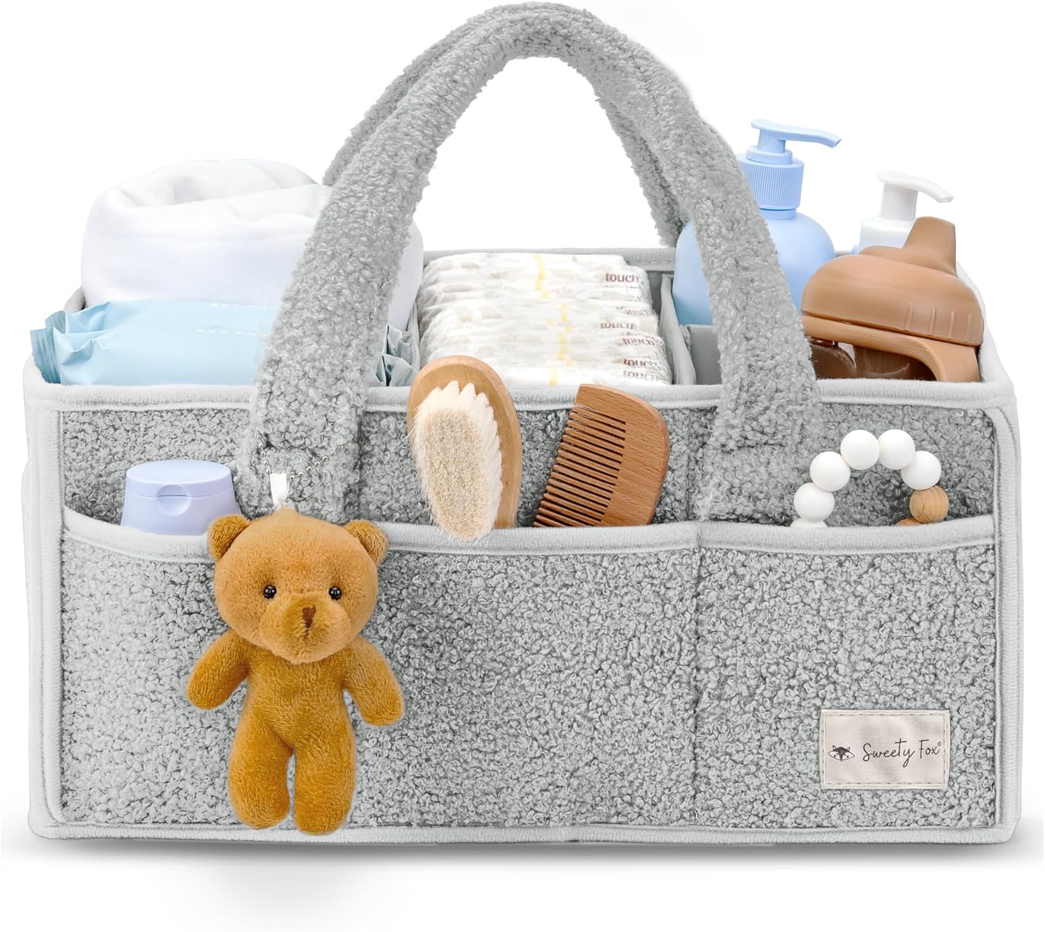 Sweety Fox Baby Diaper Caddy Organizer - Grey