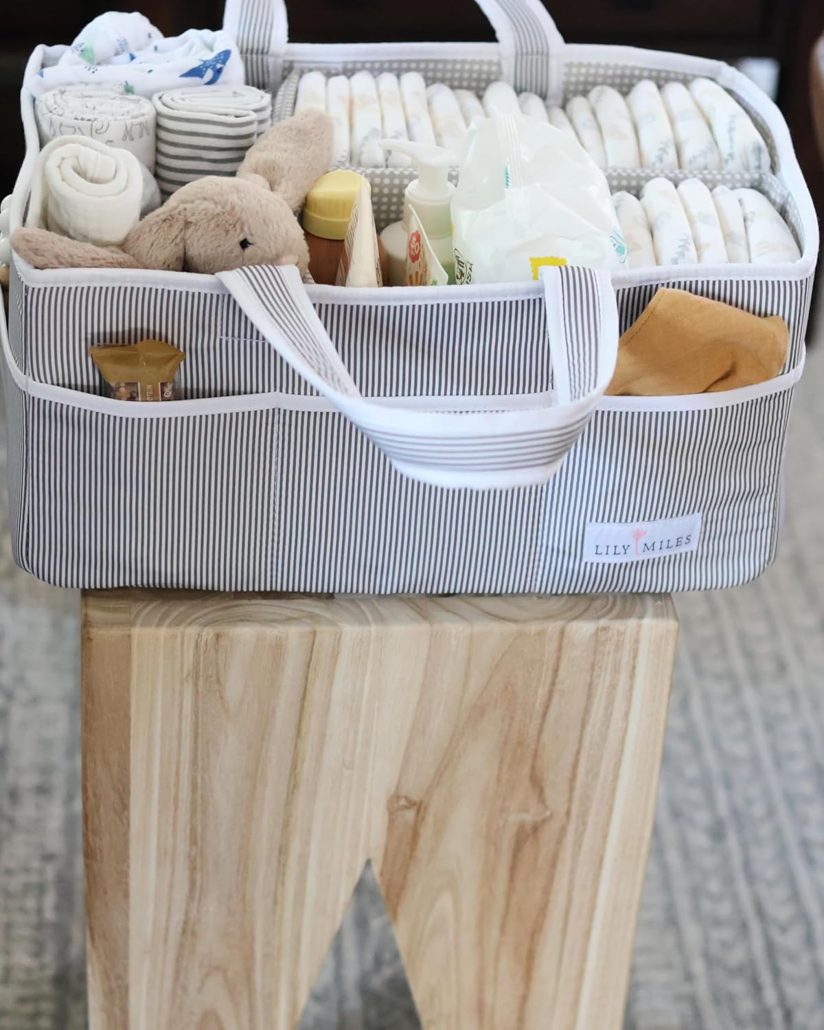 Lily Miles Baby Diaper Caddy Organizer Gray