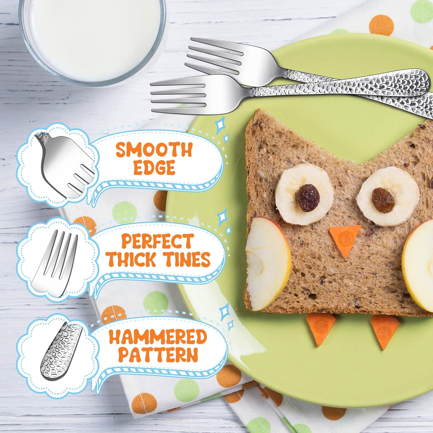 LIANYU 12-Piece Stainless Steel Kids Fork Set