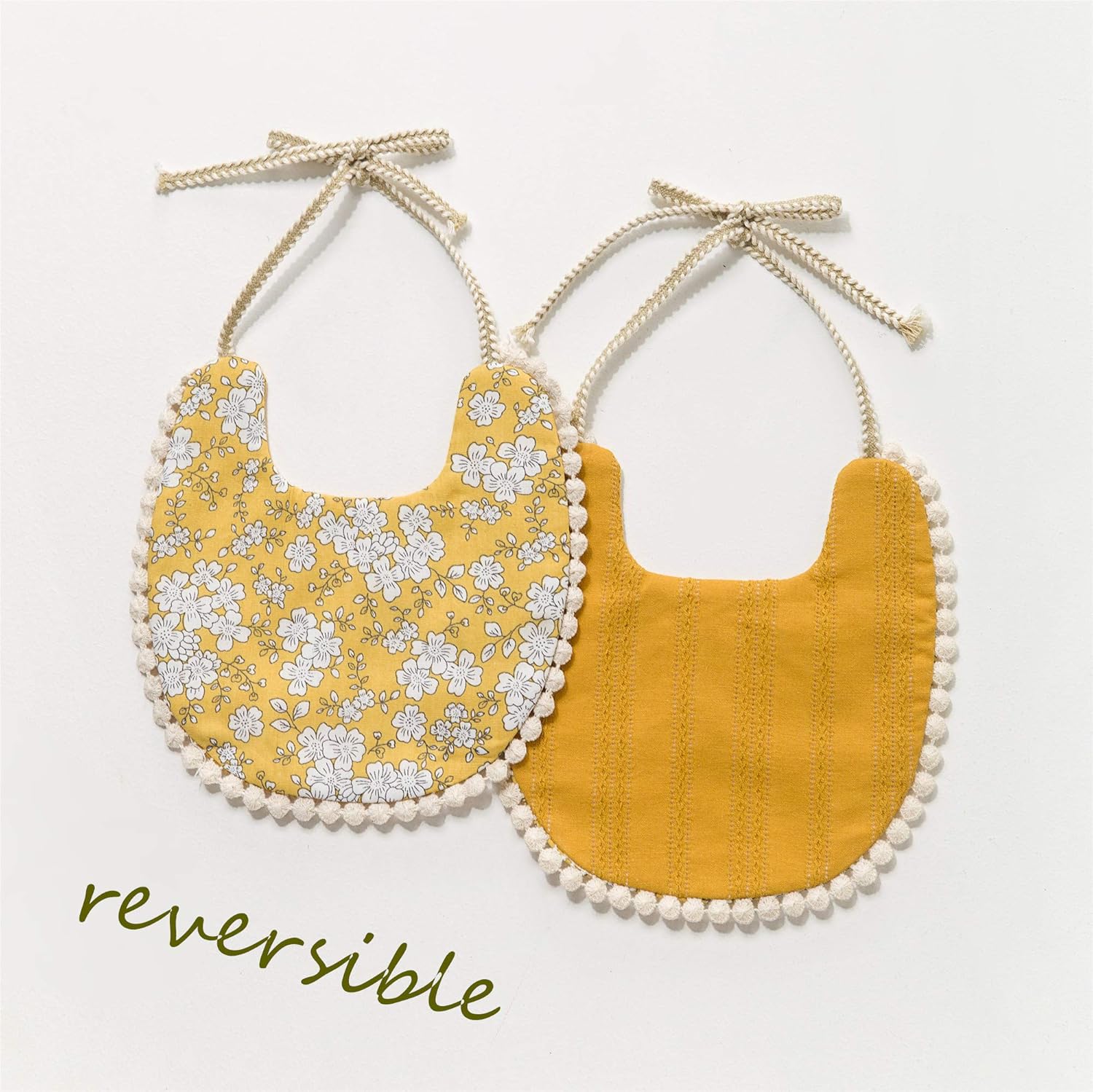 GZMM Reversible Baby Bib for Girls 3 Pack 0-12 Months