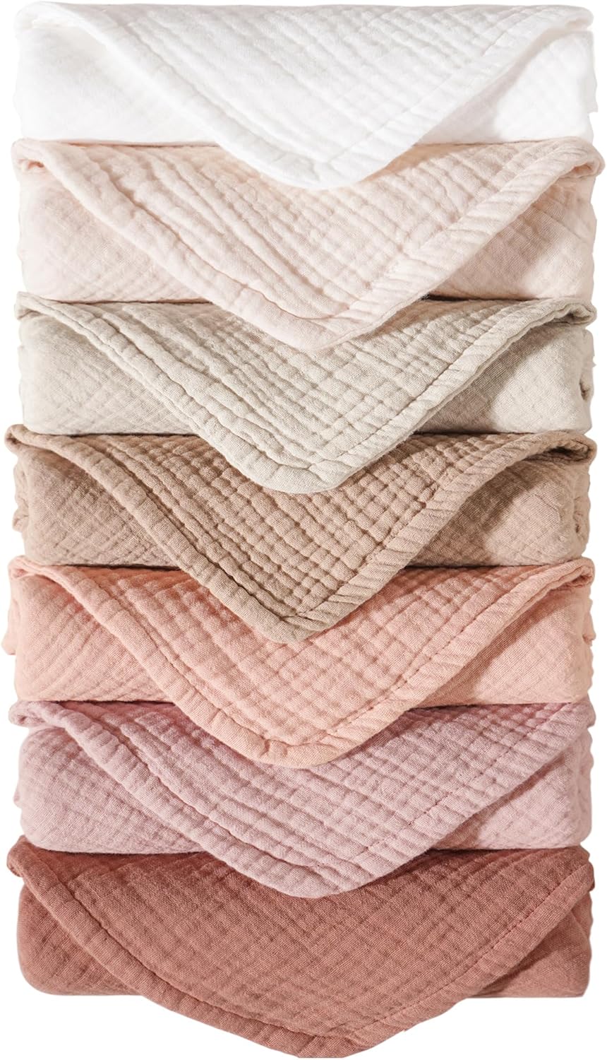 Konssy 7-Pack Muslin Burp Cloths for Newborn