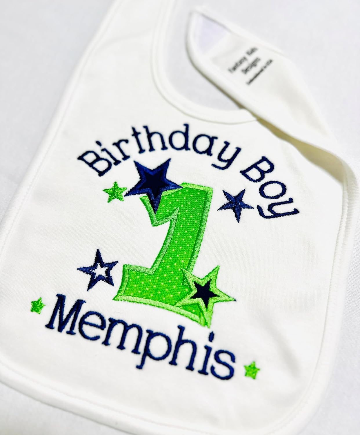 First Birthday Boy Bib with Custom Name
