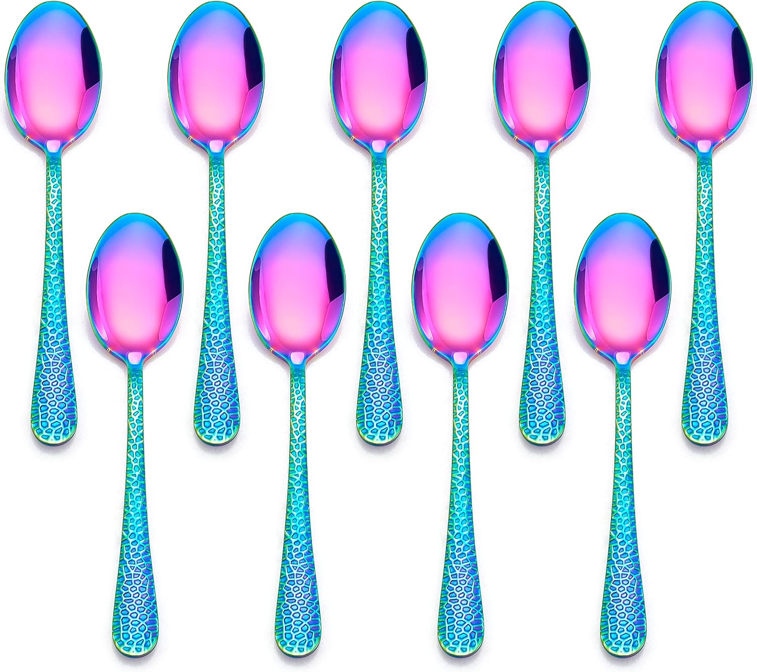 LIANYU 9 Piece Rainbow Kids Stainless Steel Spoon Set