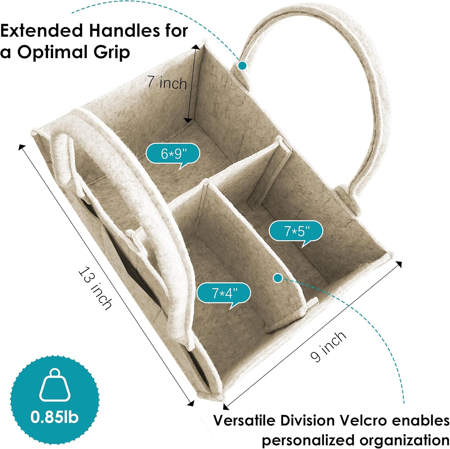 Cute Castle 2 Pack Diaper Caddy Organizer - Oatmeal