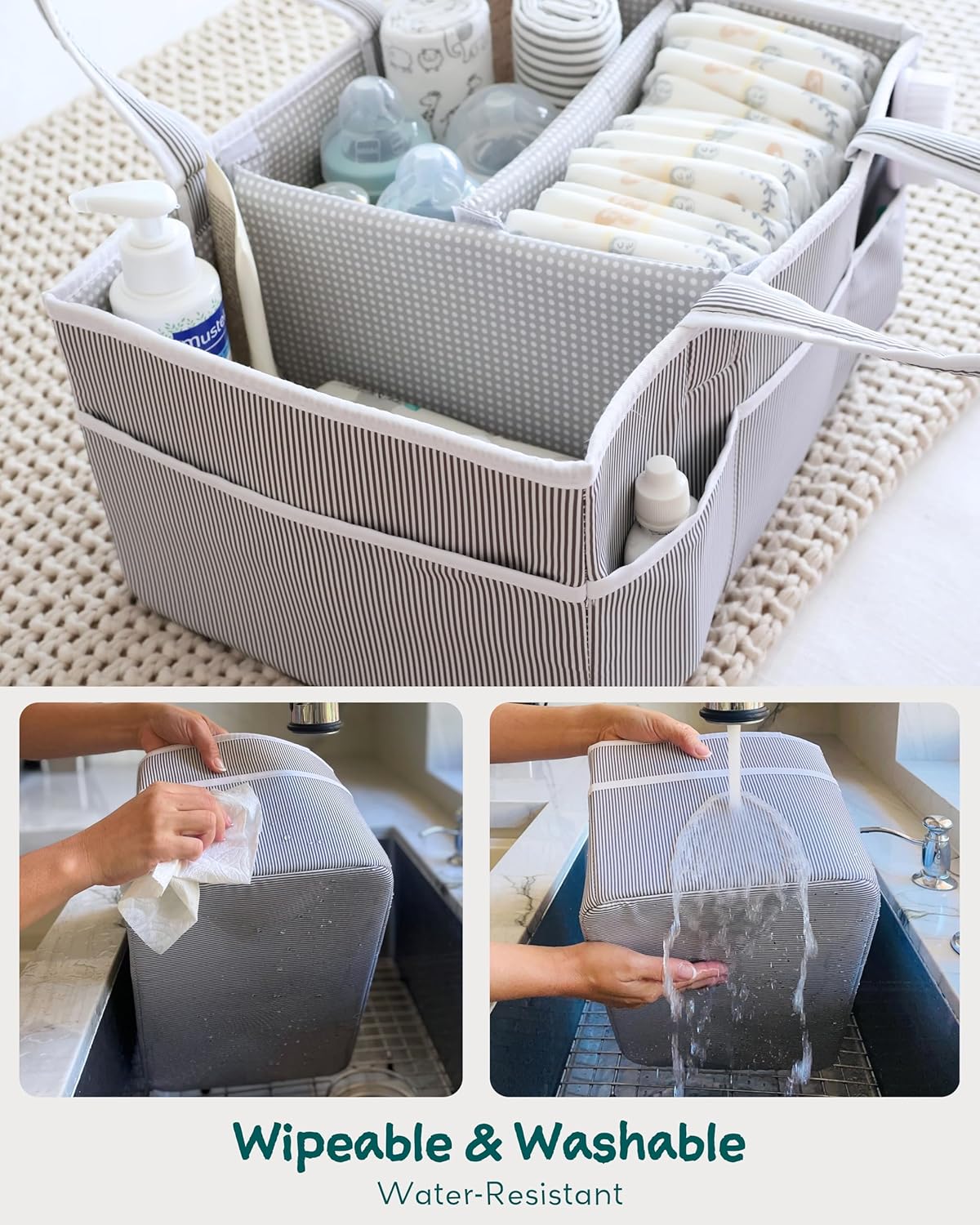 Lily Miles Baby Diaper Caddy Organizer Gray