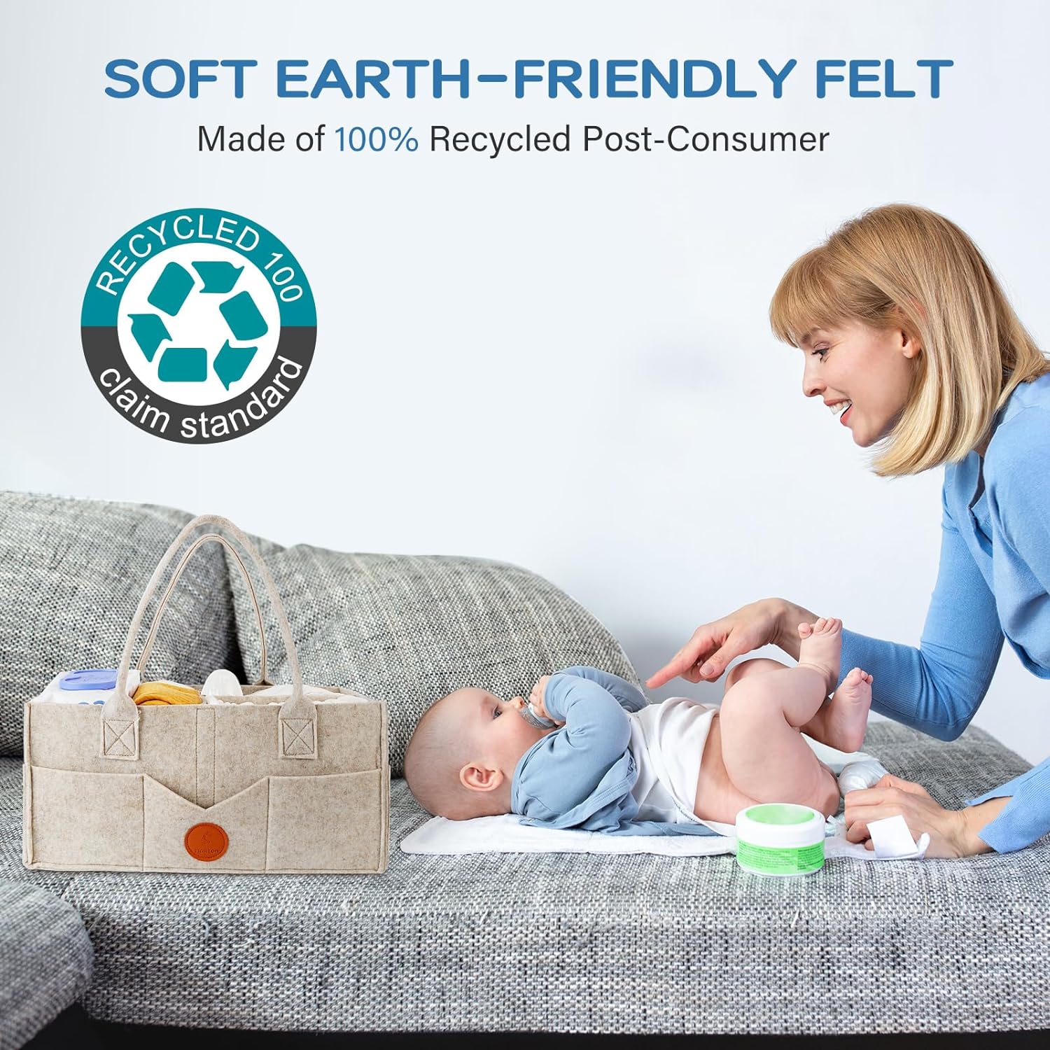 Maliton Felt Diaper Caddy Organizer with Handle