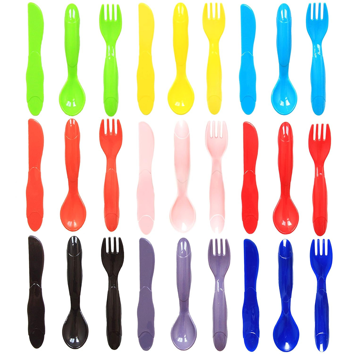 Youngever 54 pcs Plastic Kids Dinnerware Set with Utensils