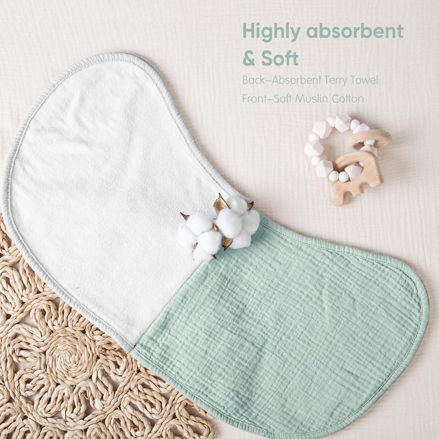Lulu Moon Muslin Burp Cloths 6 Pack - Neutral Soft Absorbent