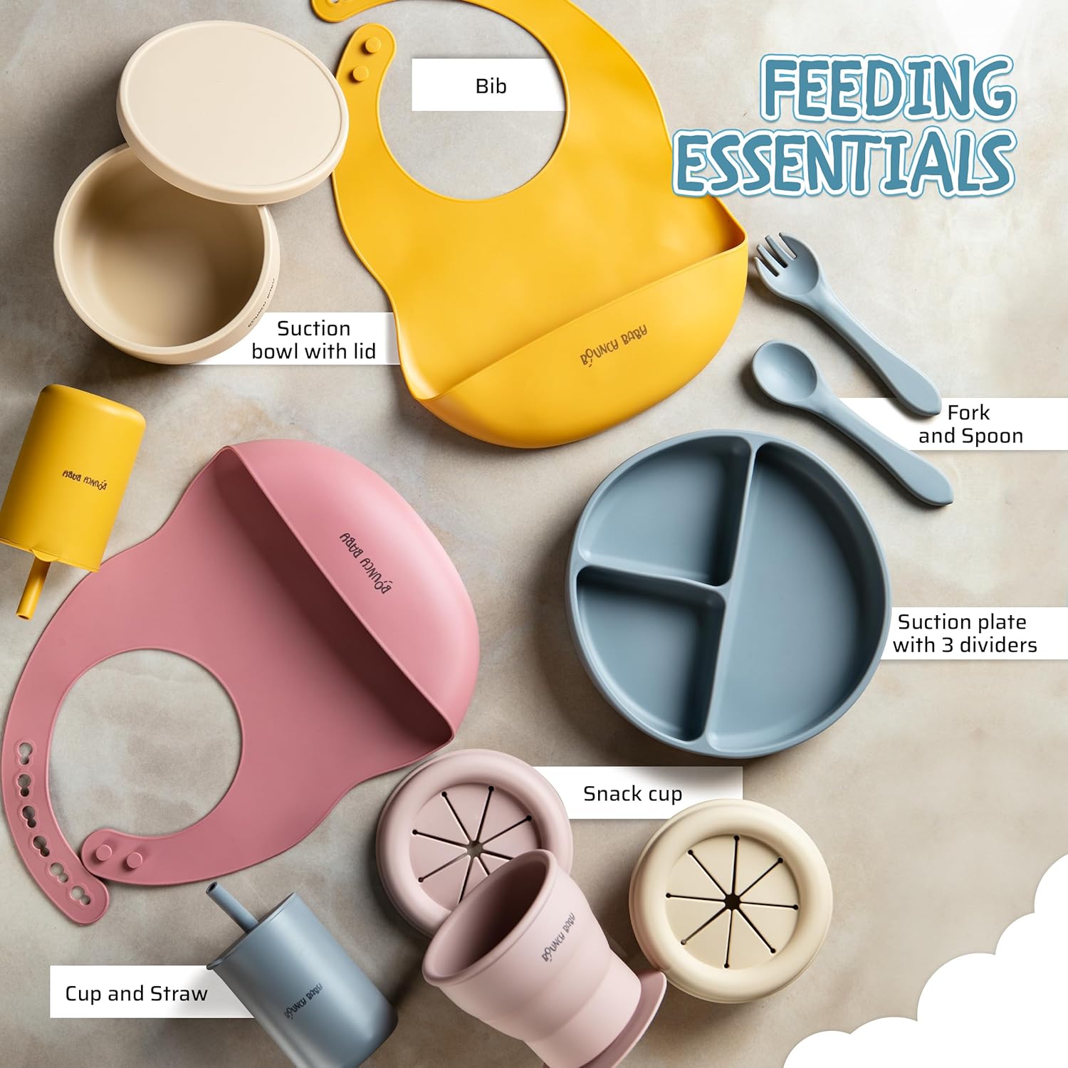 BOUNCY BABY Silicone Feeding Set 8 PCS