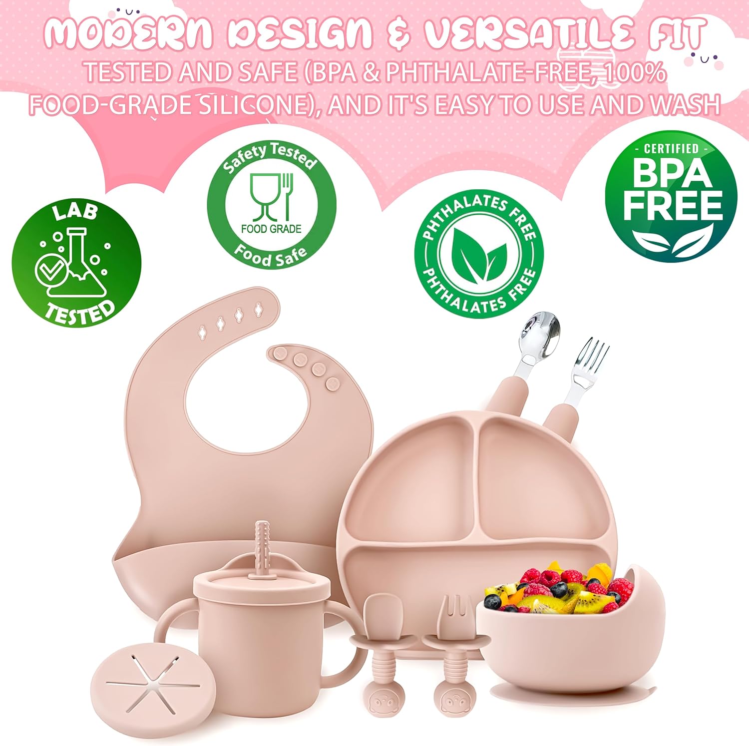 Our Wonder Station Baby Feeding Set 11 pc Light Pink