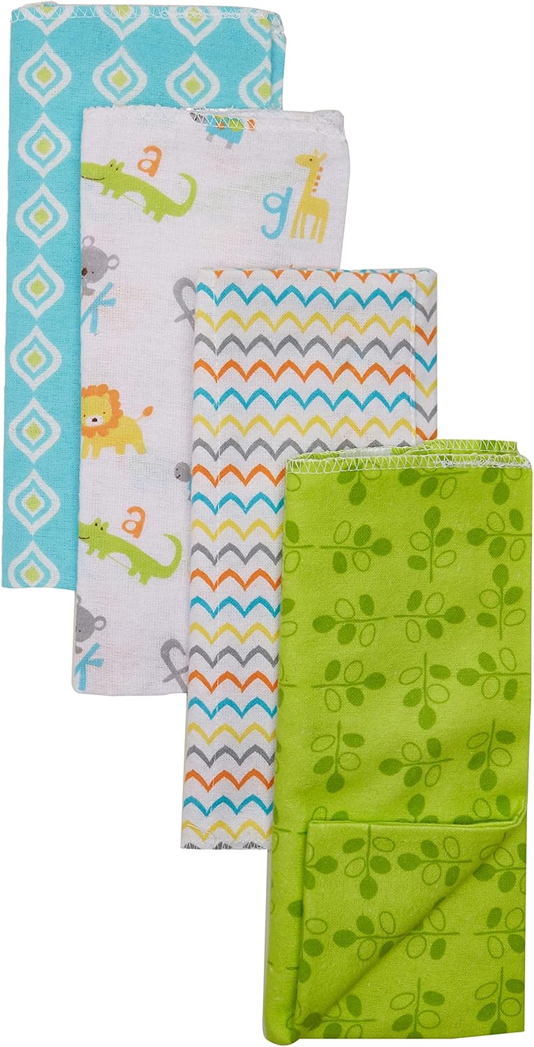 Luvable Friends 4-Pack Cotton Flannel Burp Cloths One Size