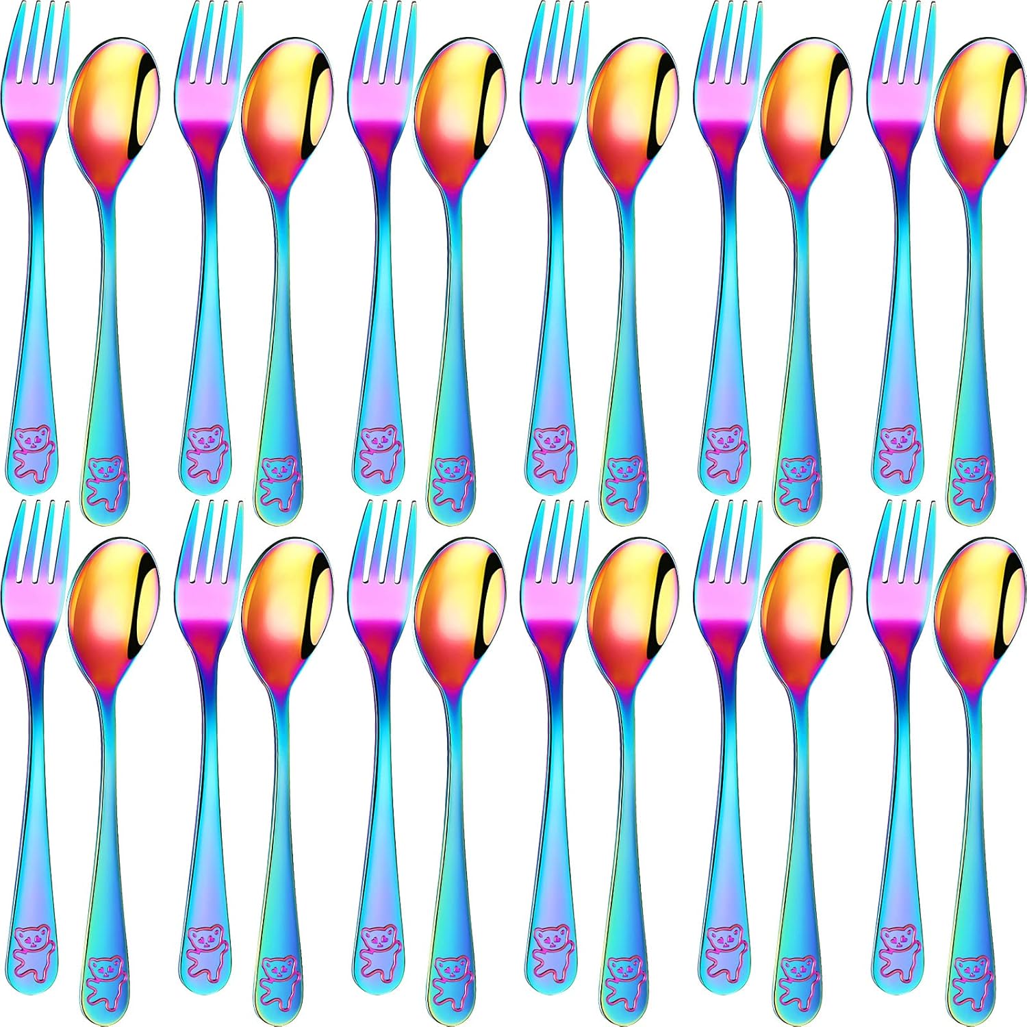 24 Piece Stainless Steel Kids Flatware Set