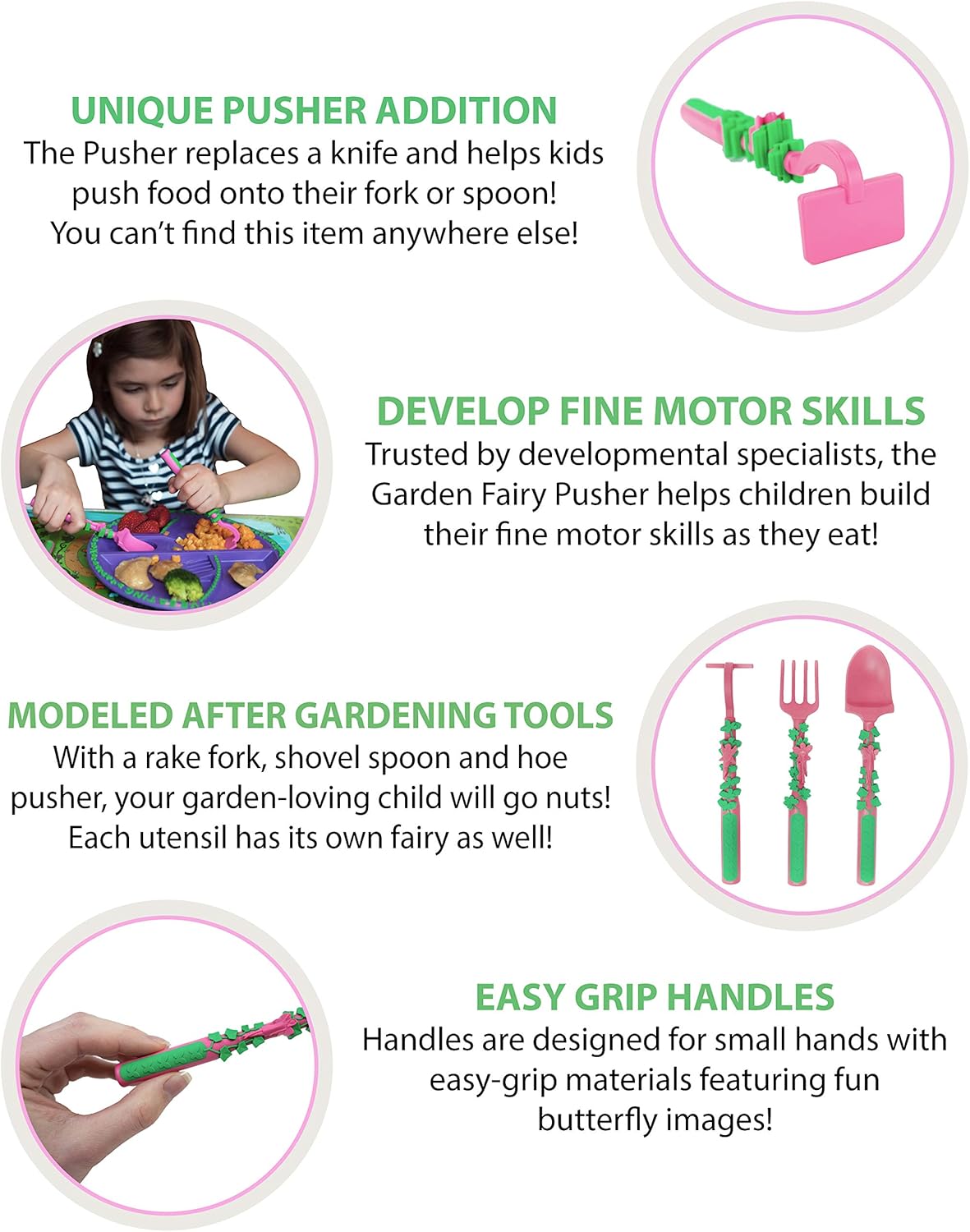 Garden Fairy Utensil Set and Placemat for Kids