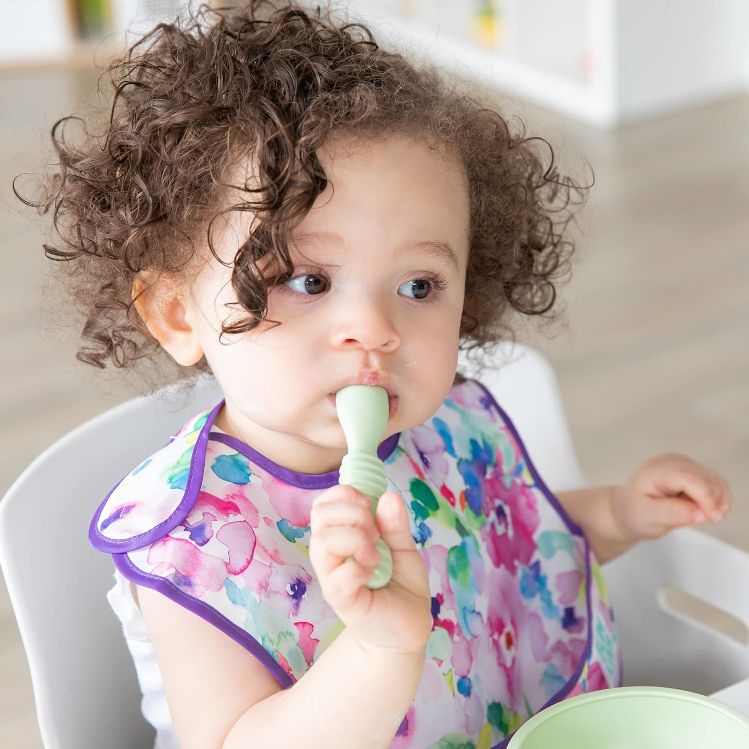 Bumkins Baby Bowl with Suction 4 Spoons and Lid - Blue