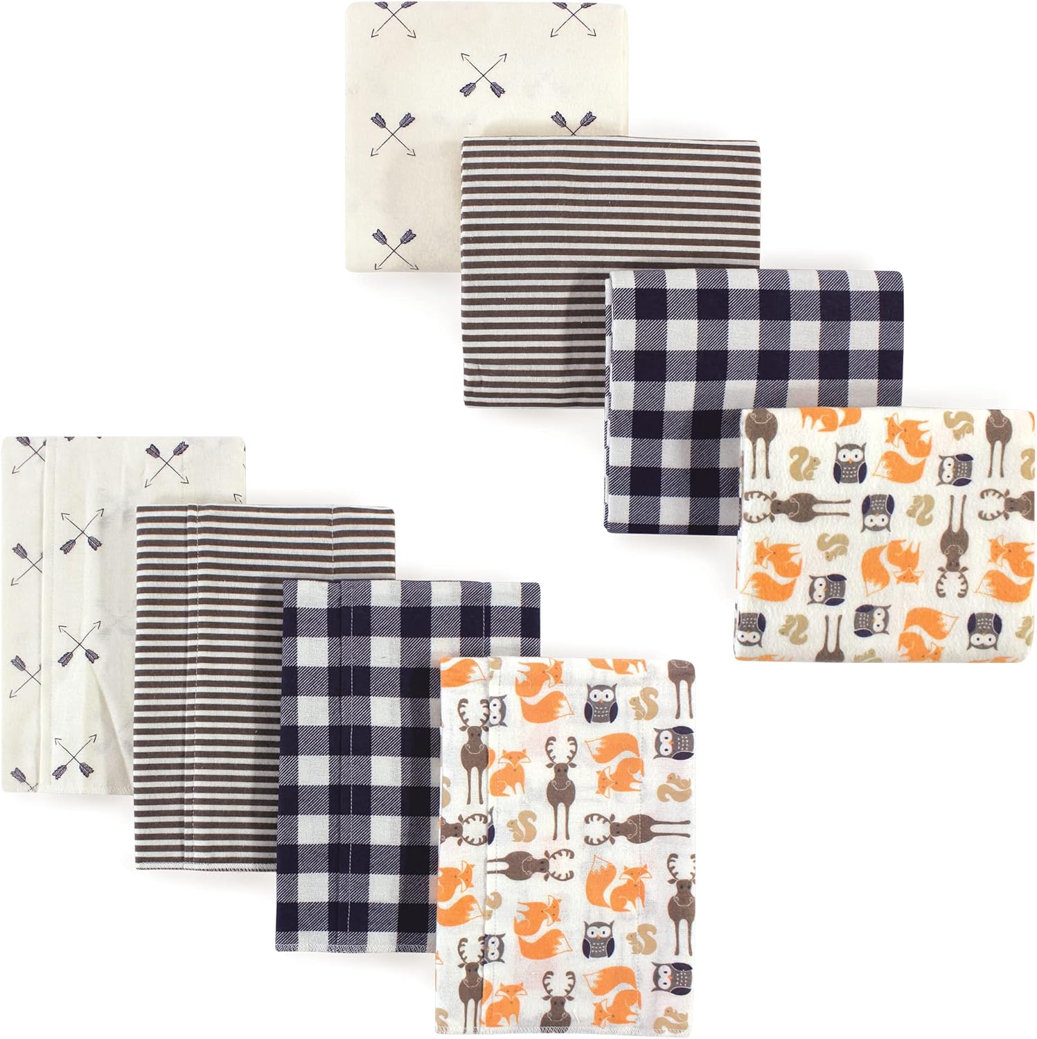 Hudson Baby Unisex Flannel Burp Cloths 8-Piece Forest