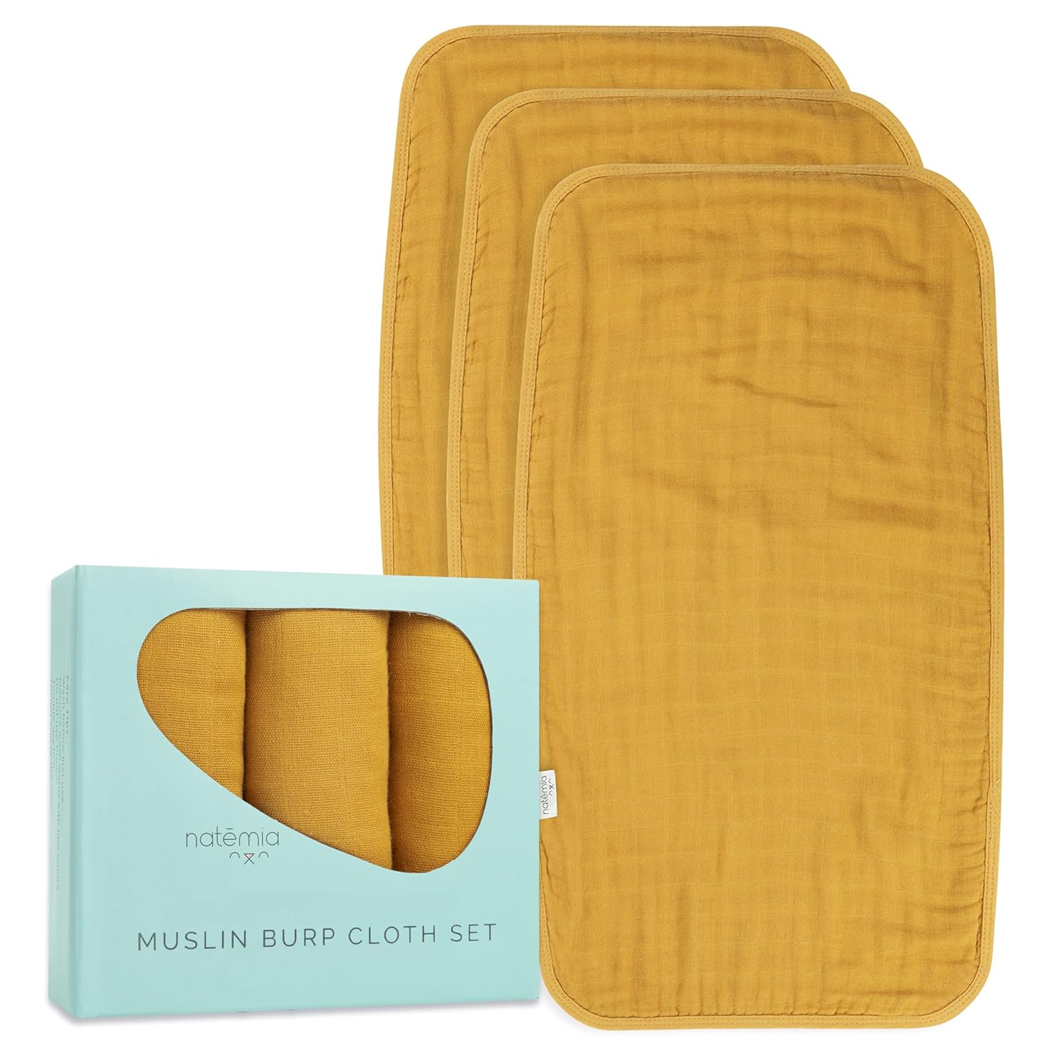 Natemia Muslin Burp Cloths 3-Pack Neutral