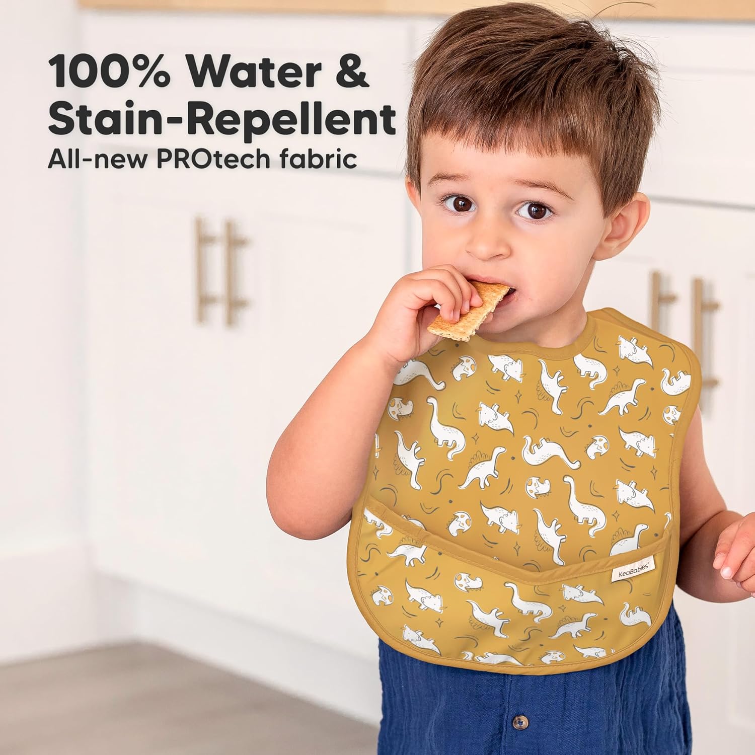 KeaBabies 3-Pack Waterproof Baby Bibs with Food Catcher 1