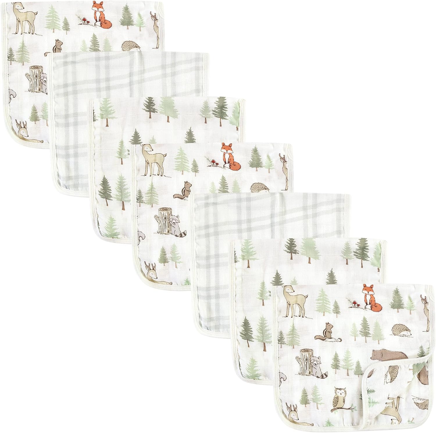 Hudson Baby Forest Animals Muslin Burp Cloth 7pk