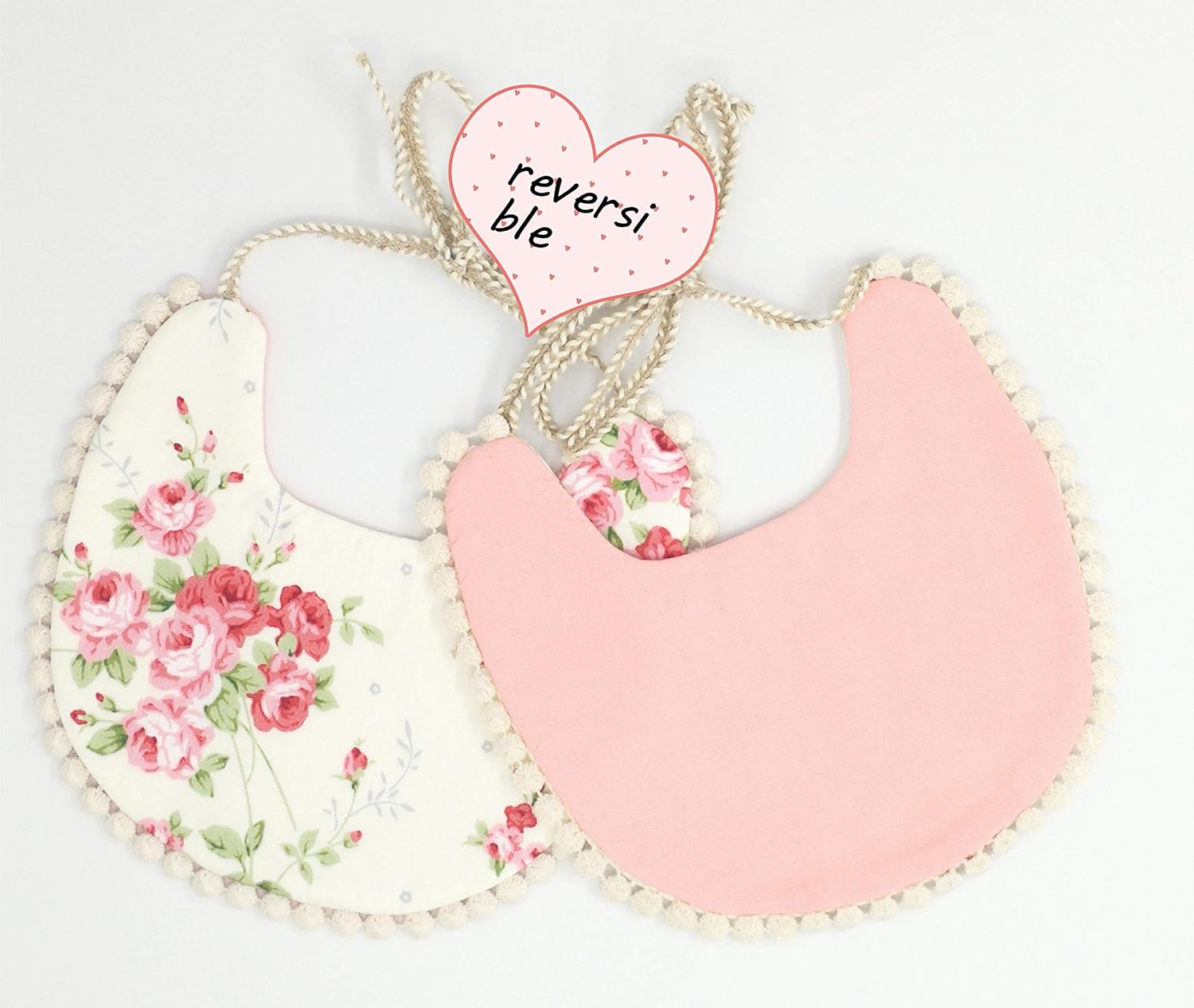 GZMM Reversible Waterproof Cotton Baby Bib 2 Pack
