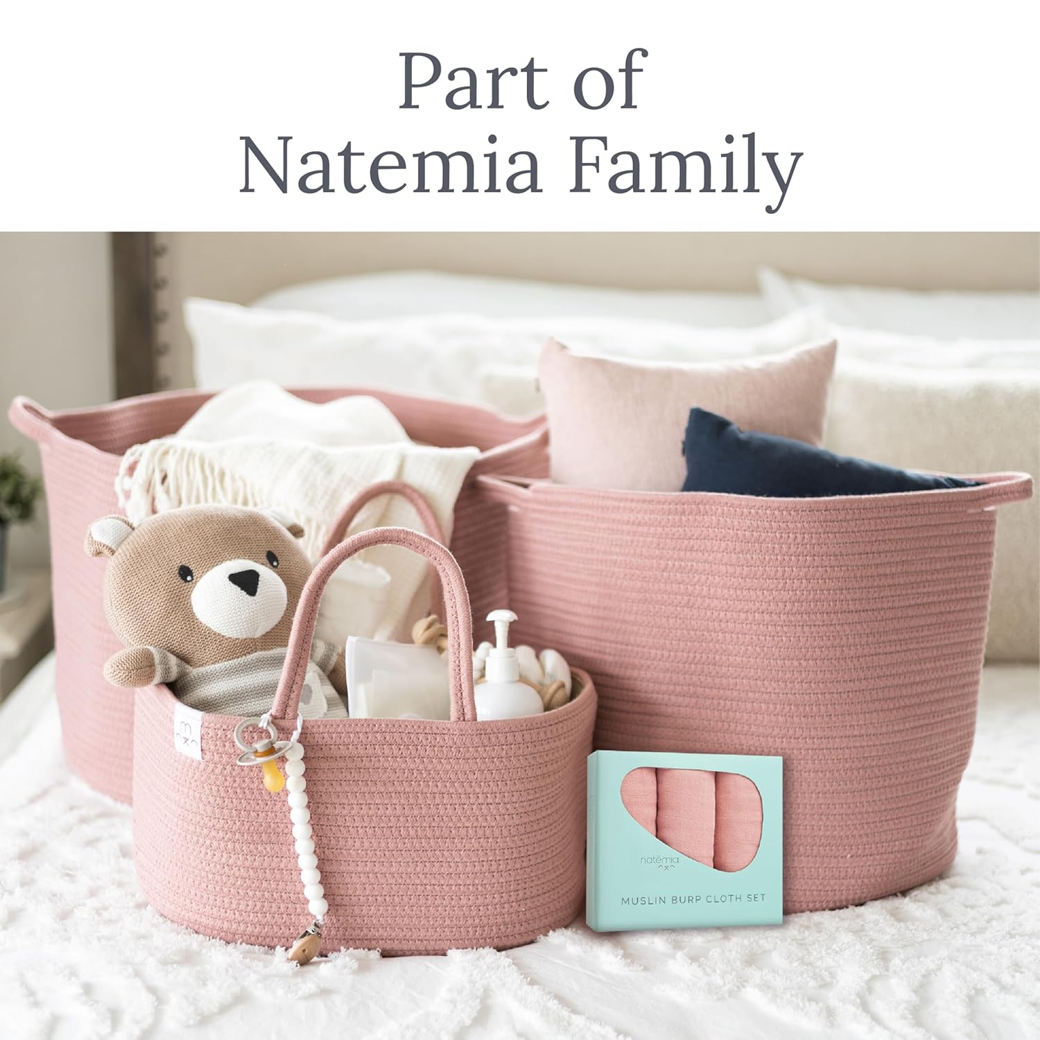 Natemia Muslin Burp Cloths 3-Pack Neutral