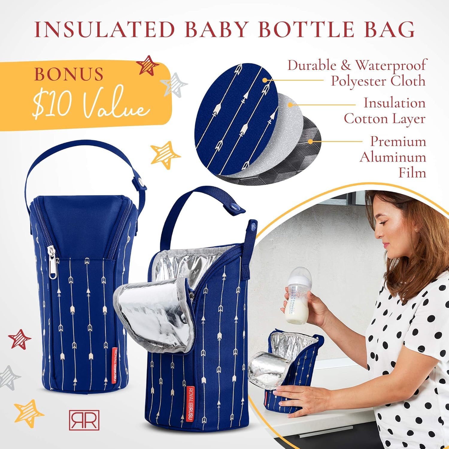 ROYAL RUSU Portable Changing Pad with Bottle Bag