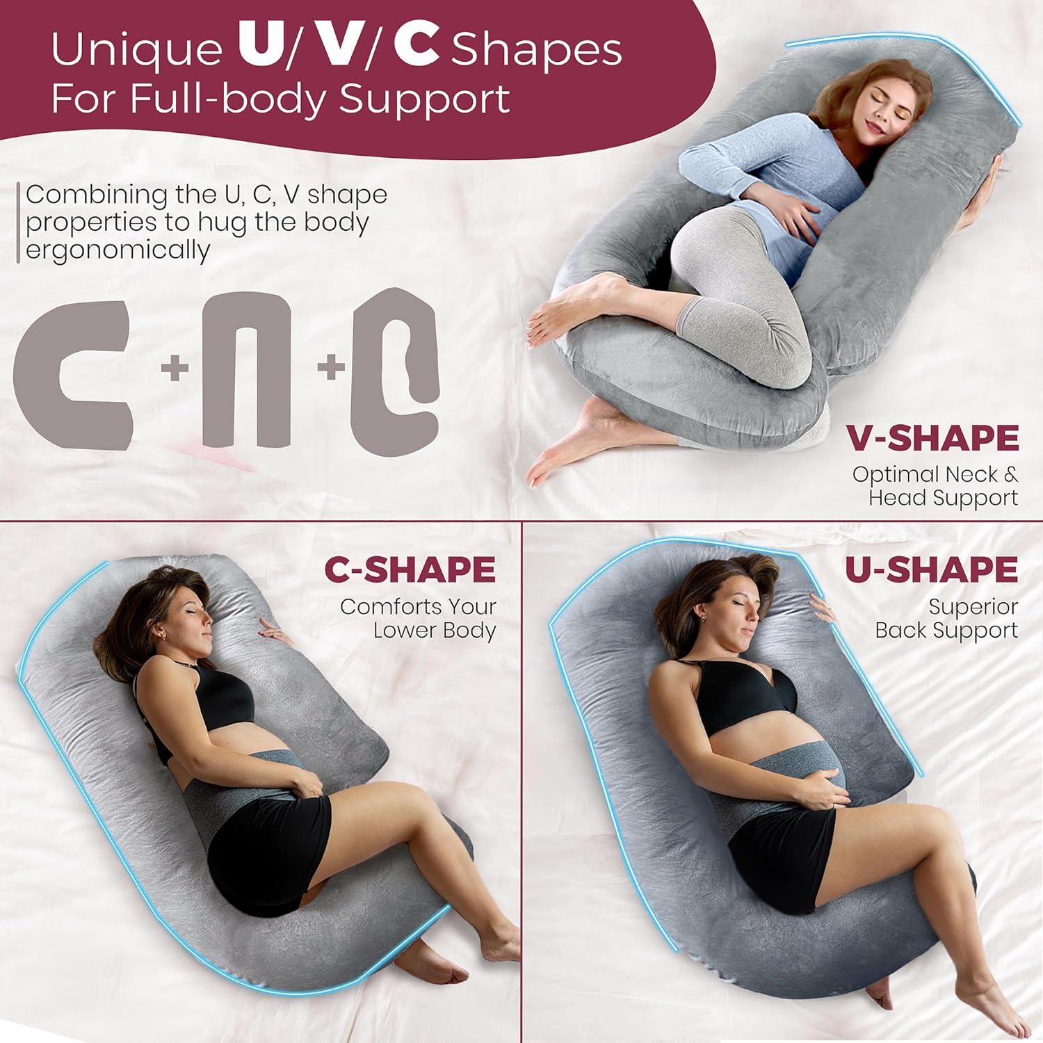 PILLANI Pregnancy Pillow - 57inch Full Body Support with Removable Cover