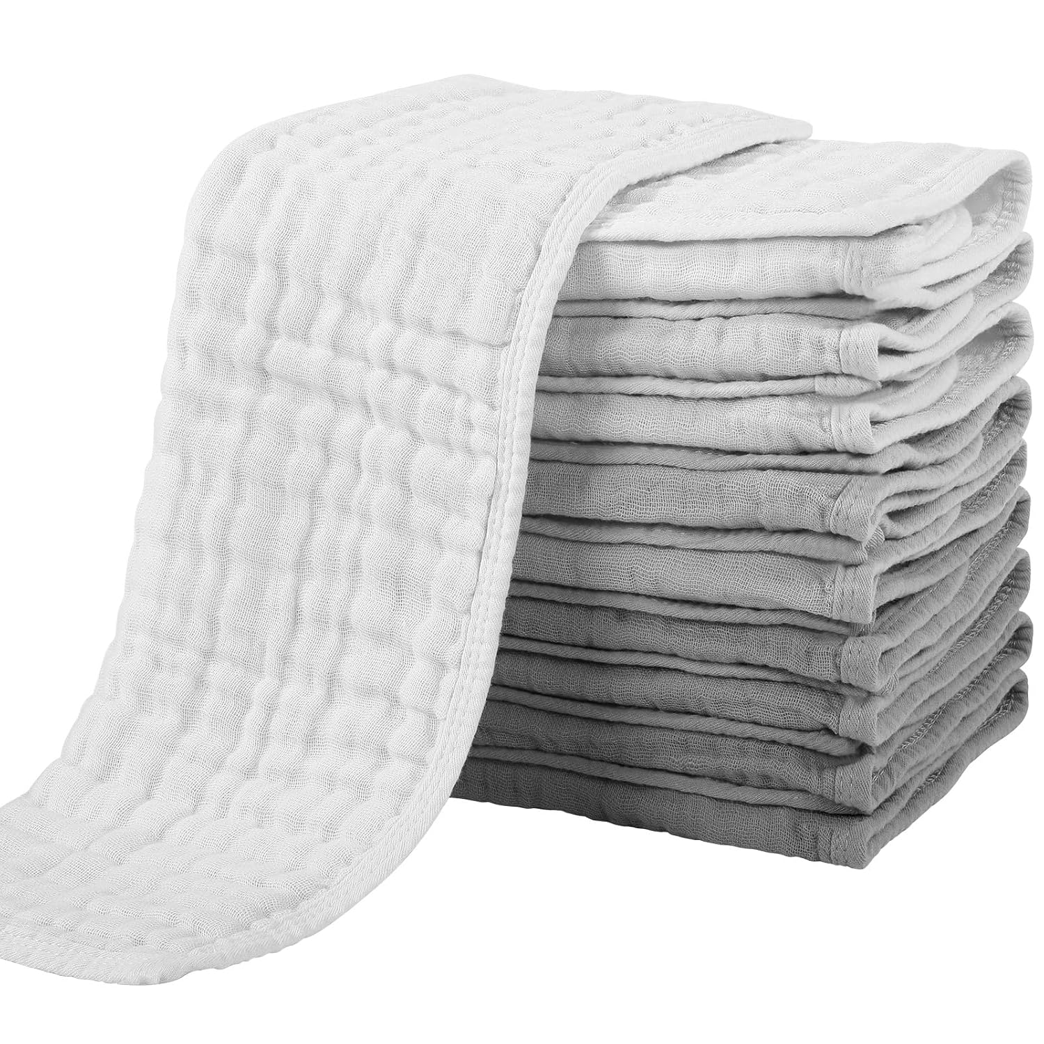 Yoofoss Muslin Burp Cloths 10 Pack Gradient Grey
