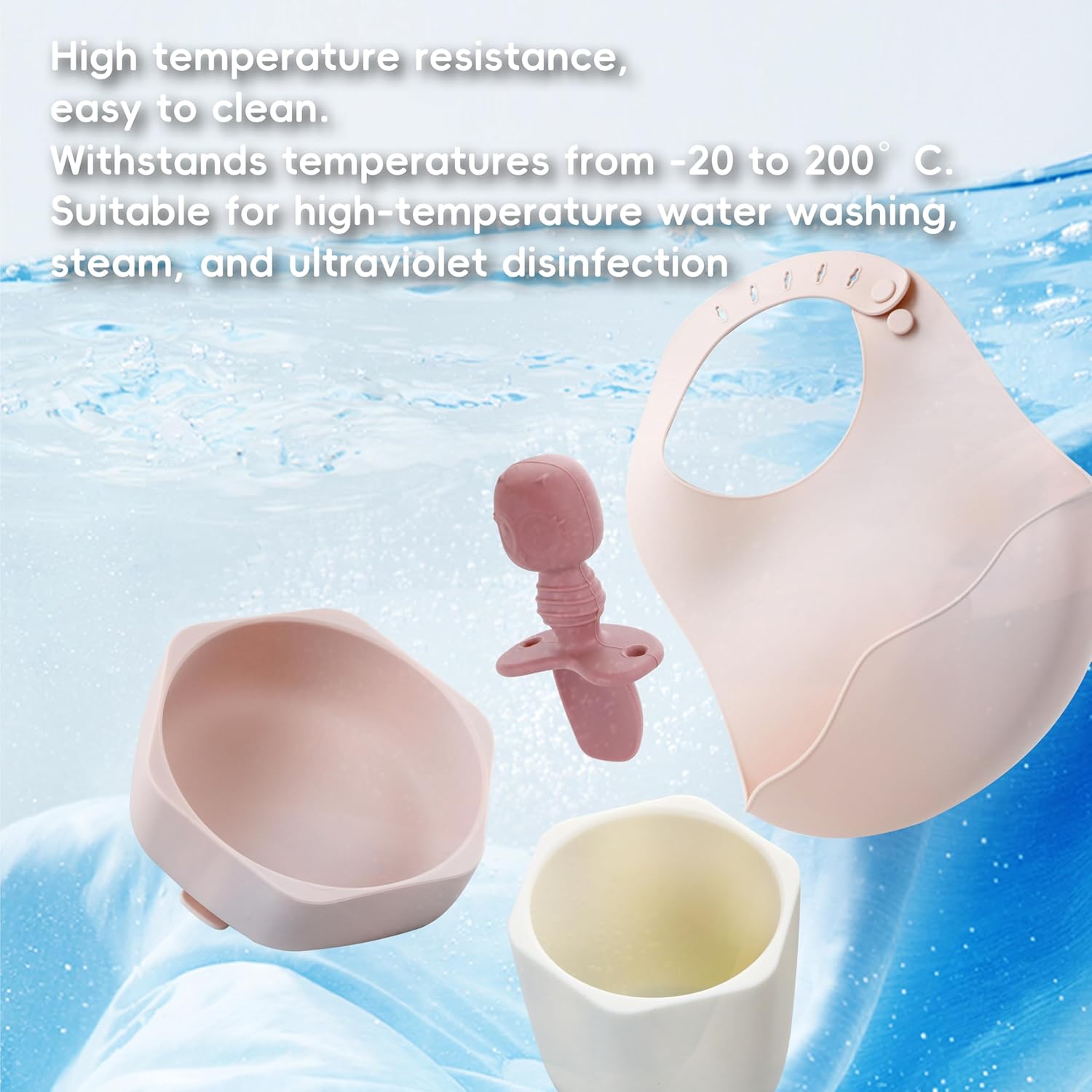 Blisskidsland 8-Piece Silicone Feeding Set for 6 Months Pink