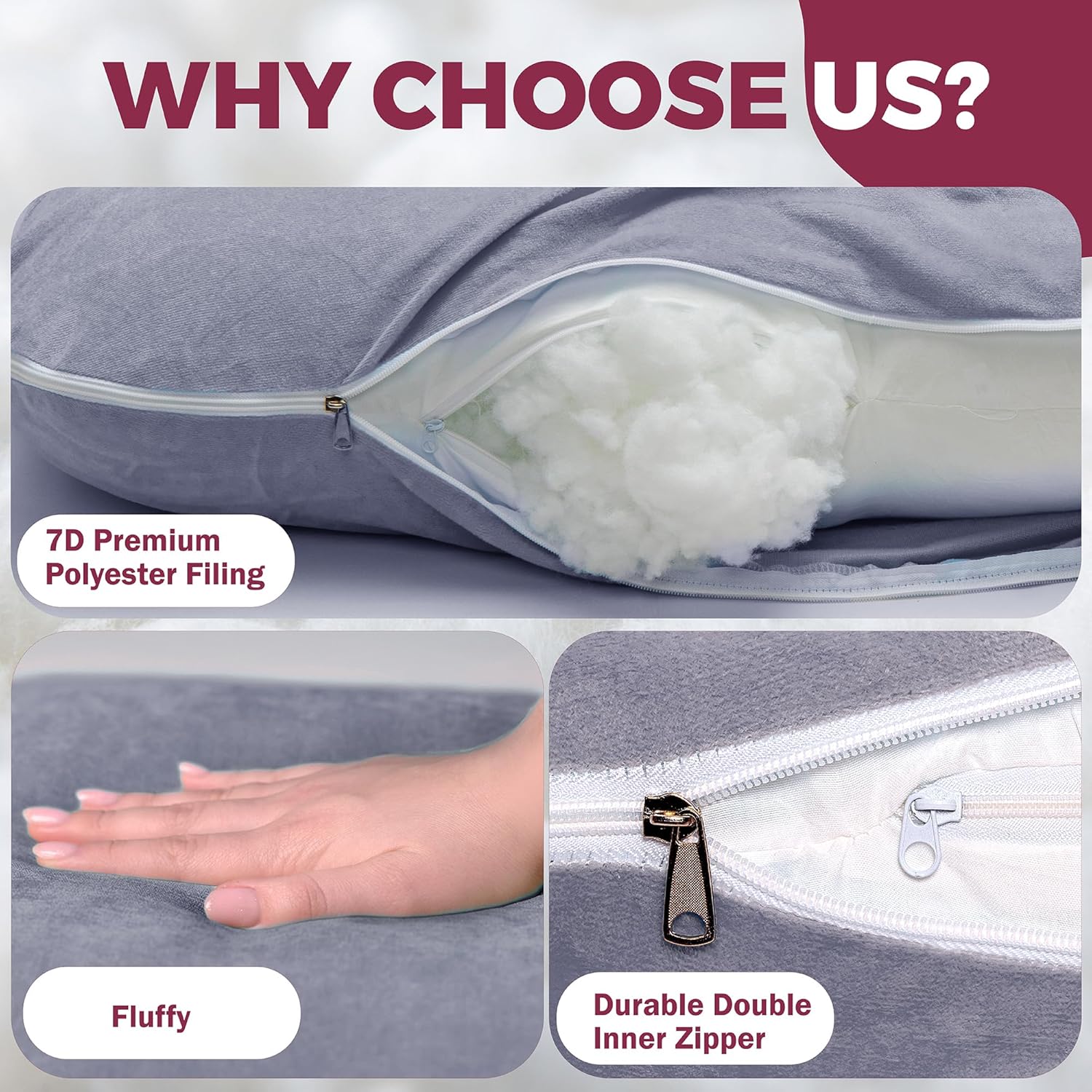 PILLANI Pregnancy Pillow - 57inch Full Body Support with Removable Cover
