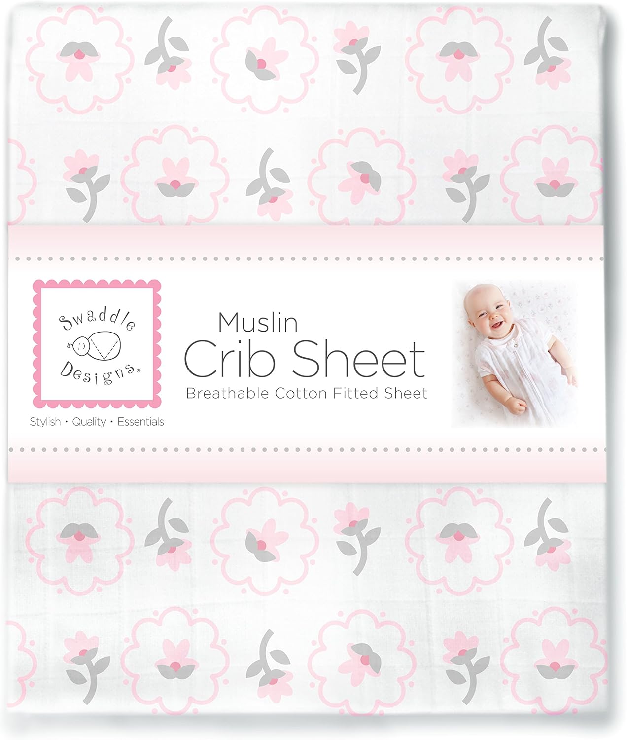 SwaddleDesigns Cotton Muslin Crib Sheet Pastel Pink