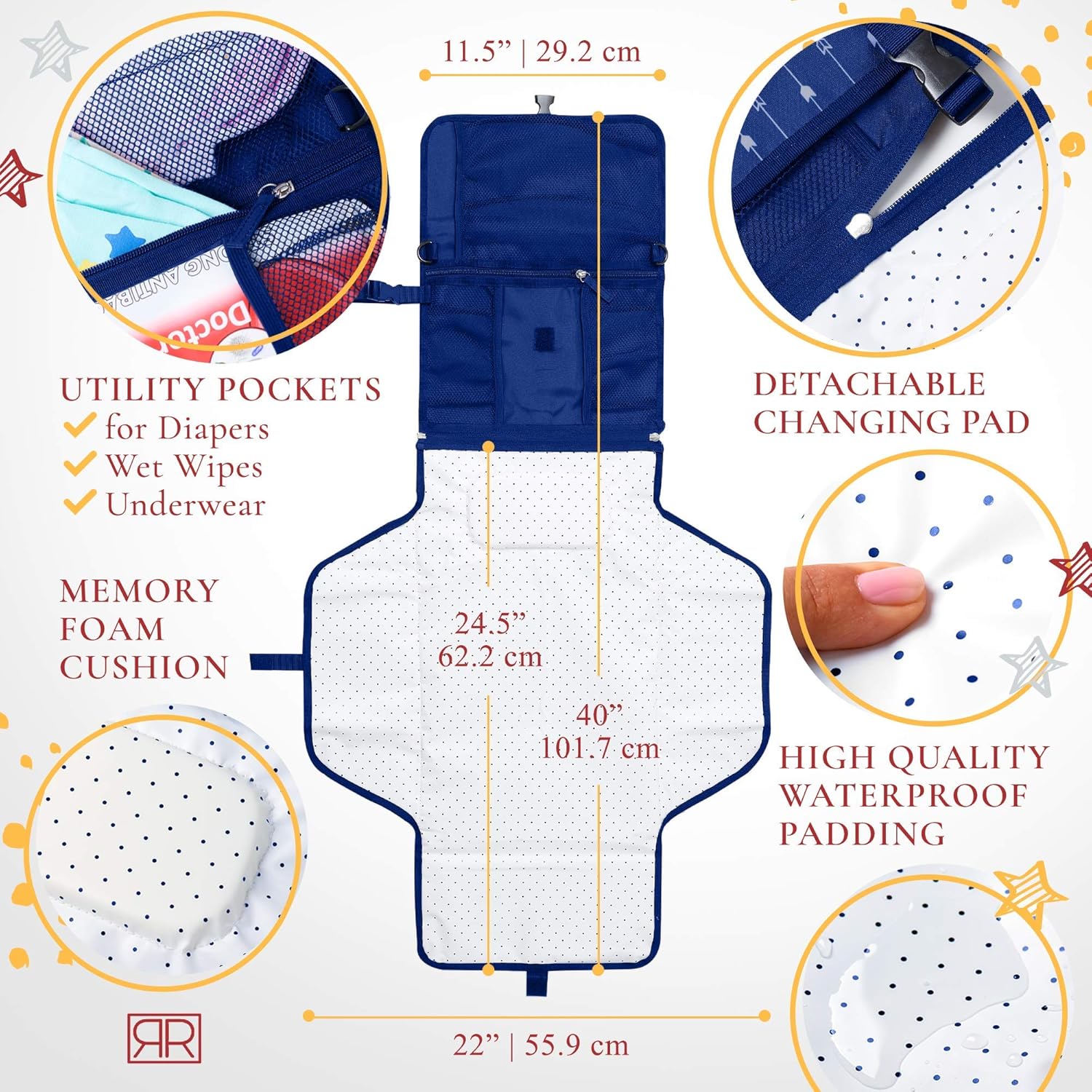 ROYAL RUSU Portable Changing Pad with Bottle Bag