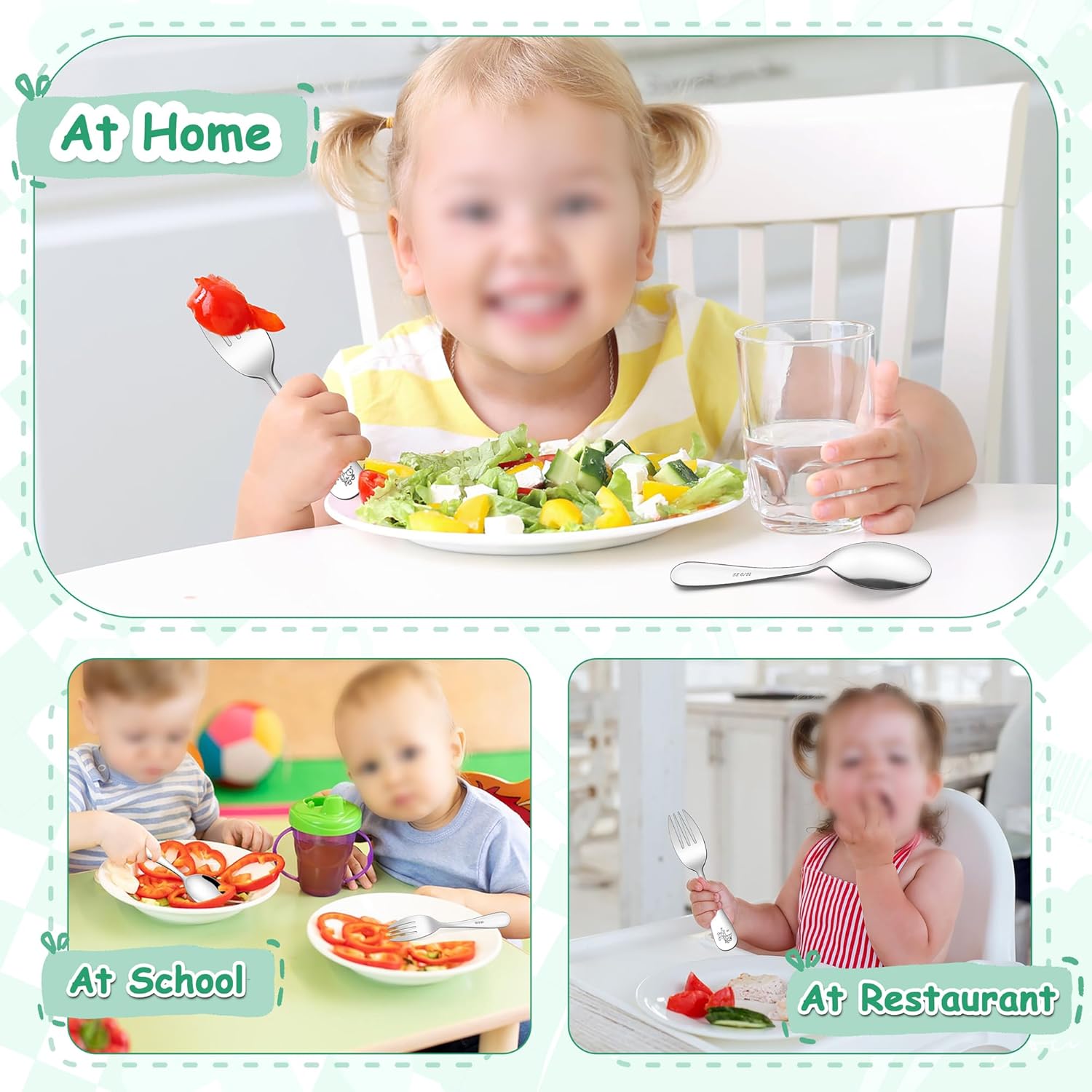 E-far 6-Piece Toddler Stainless Steel Utensils Set
