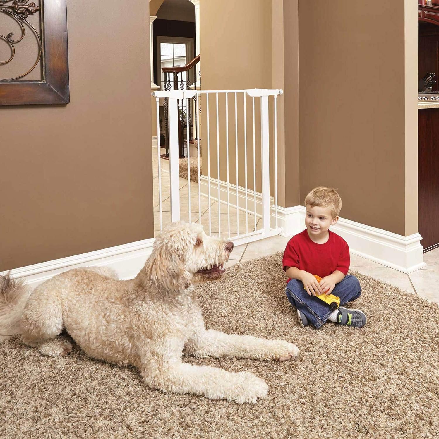 MidWest Homes for Pets 39 Tall Walk-Through Steel Pet Gate White