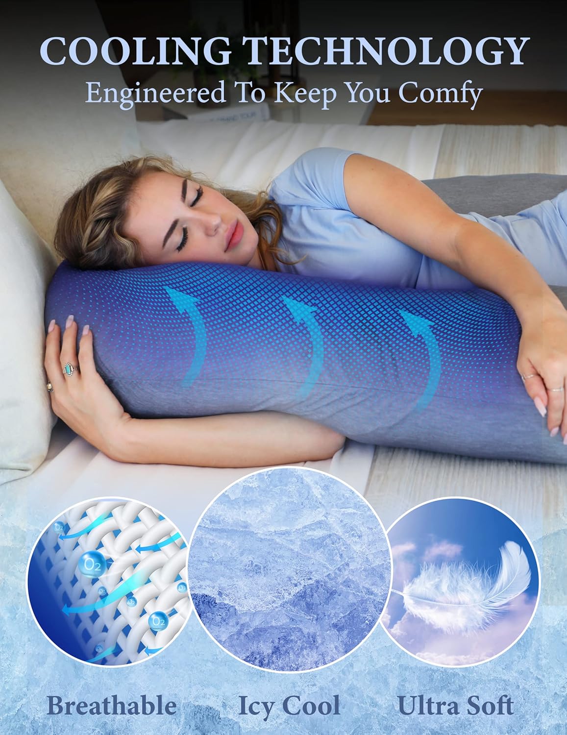 Pharmedoc Pregnancy Pillow - U Shape Full Body Support - Cool Cover - Dark Grey