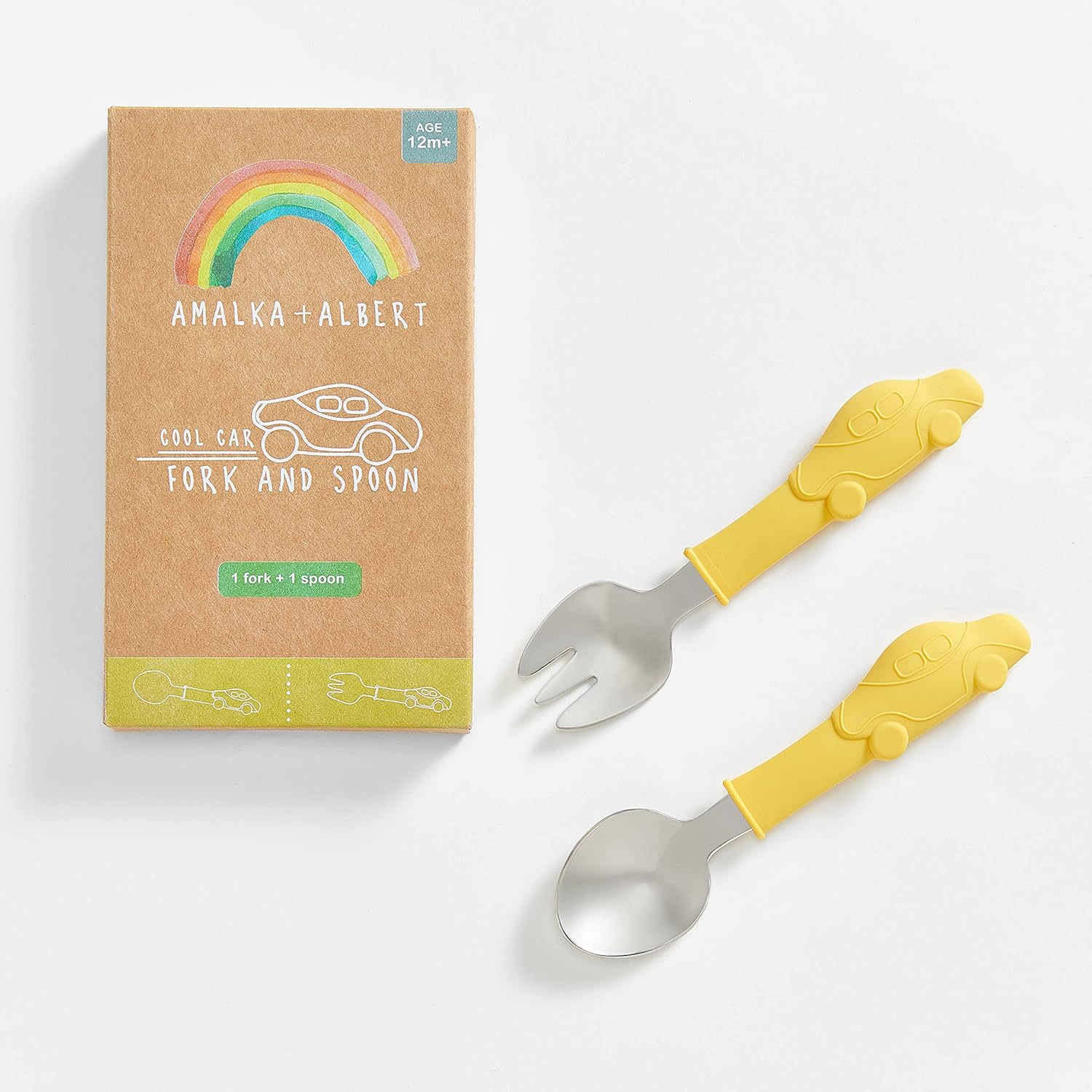 Kids Utensils with Car Design Fork and Spoon Set 1