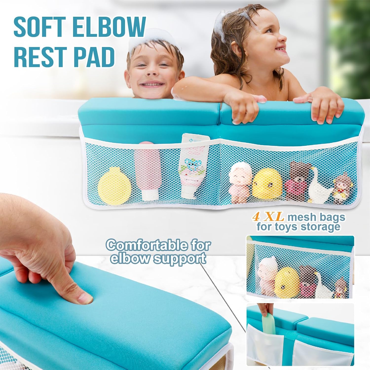 Haxmuti Bath Kneeler with Elbow Rest Pad Set Blue 1