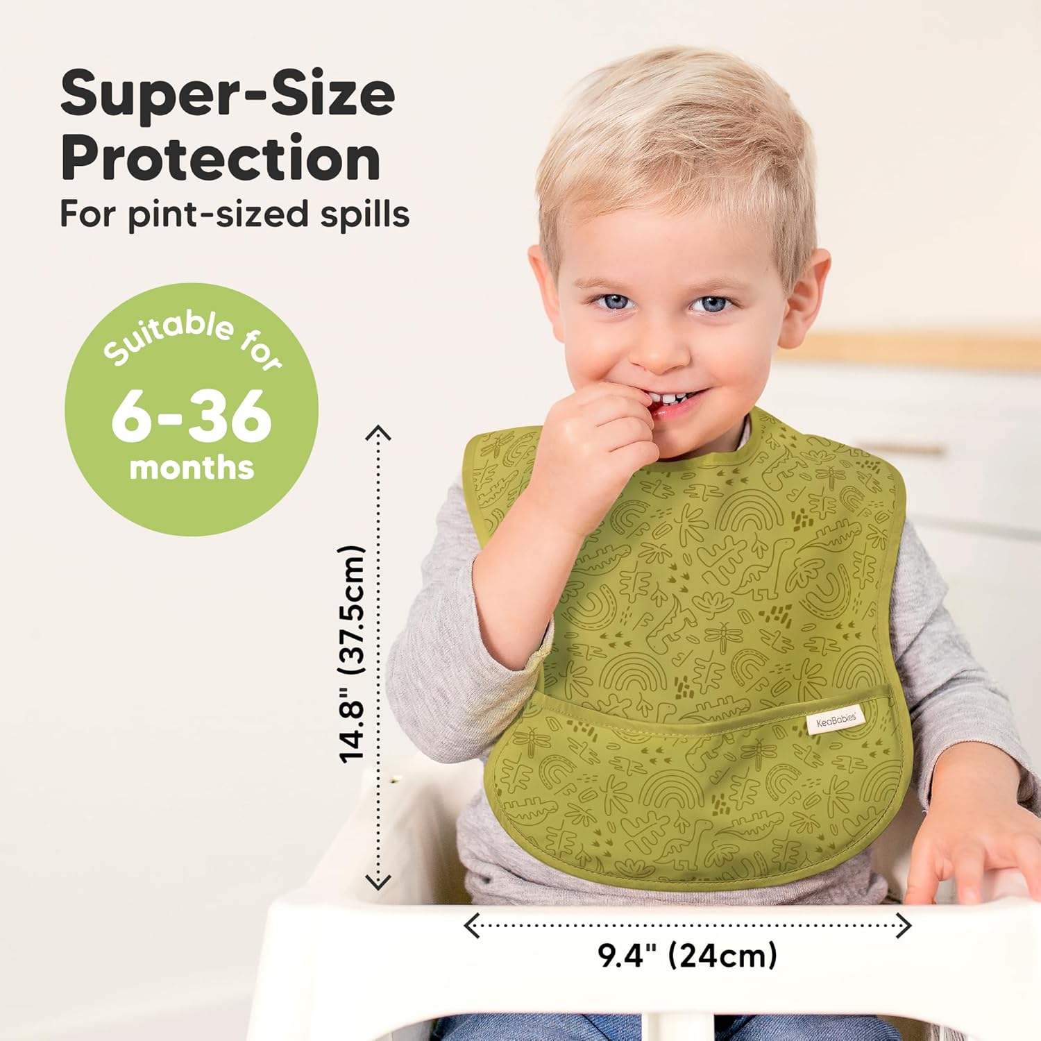 KeaBabies 3-Pack Waterproof Baby Bibs with Food Catcher 1