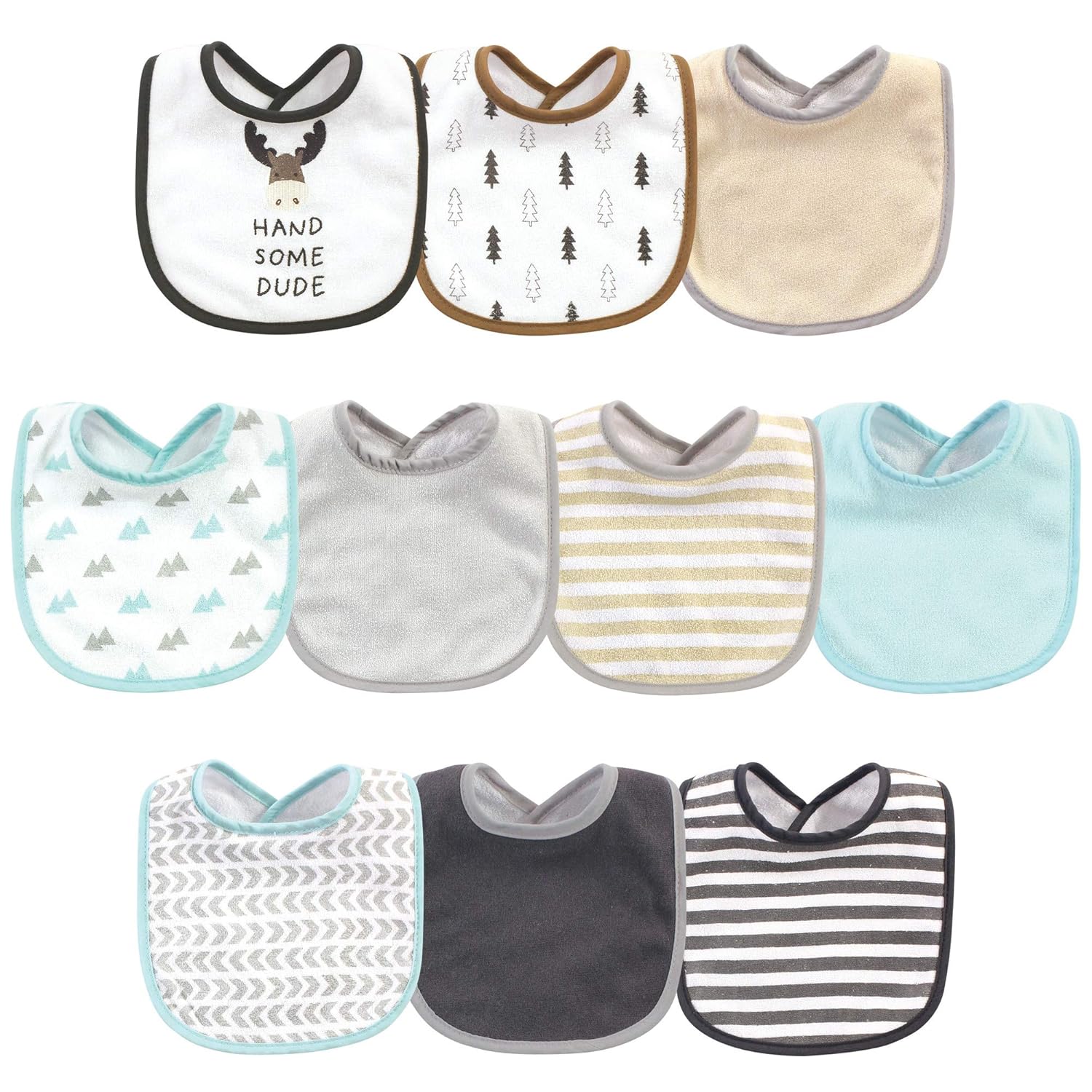 Hudson Baby Unisex Feeding Bibs Handsome Moose One Size