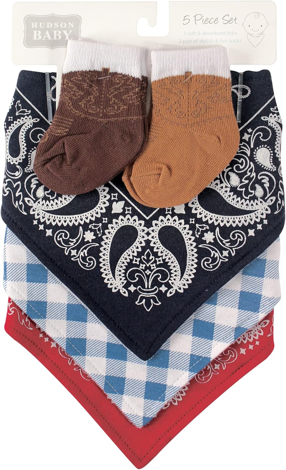 Hudson Baby Unisex 100 Cotton Bib and Sock Set
