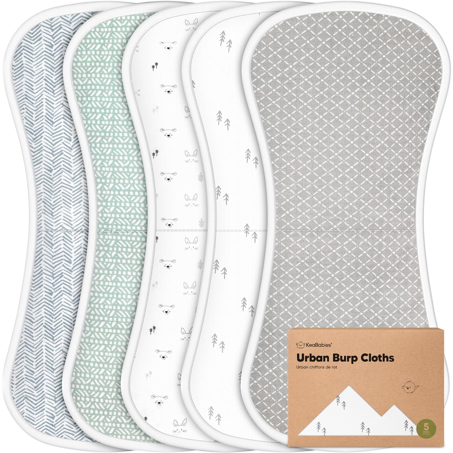 KeaBabies Organic Burp Cloths 5-Pack - 21 x 10